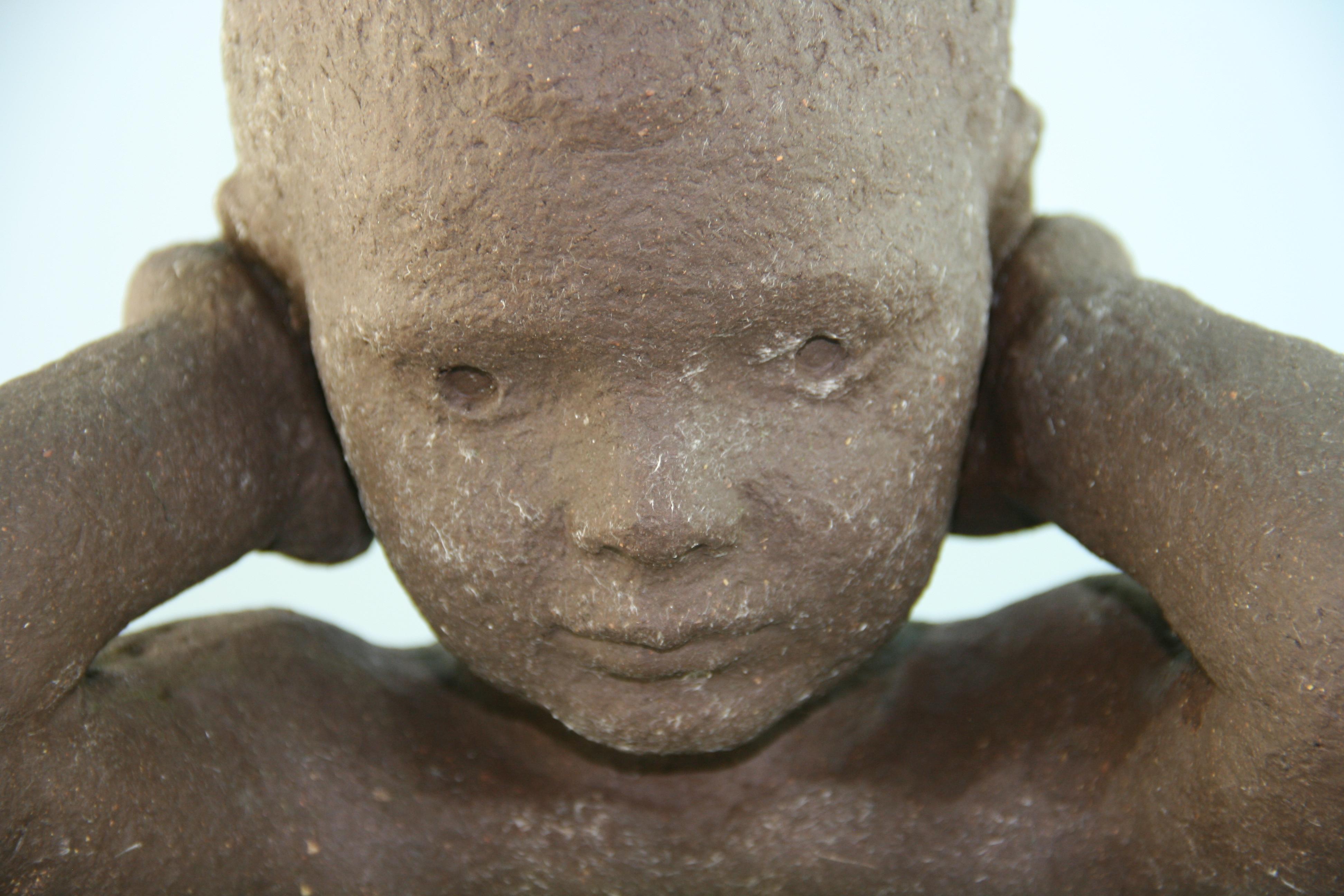 English Victorian Cast Iron Seated Nude Child Garden Sculpture 12