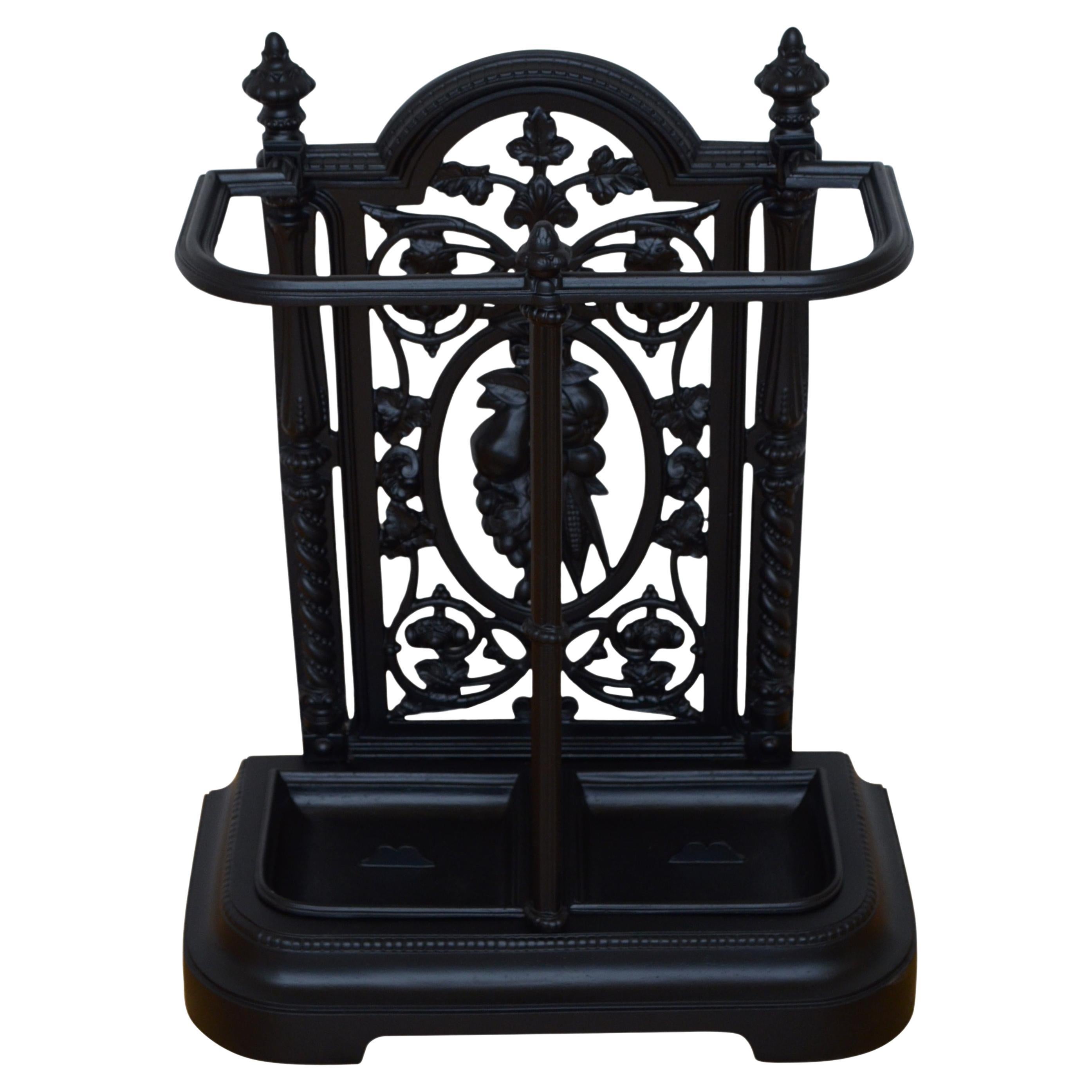 English Victorian Cast Iron Umbrella Stand For Sale