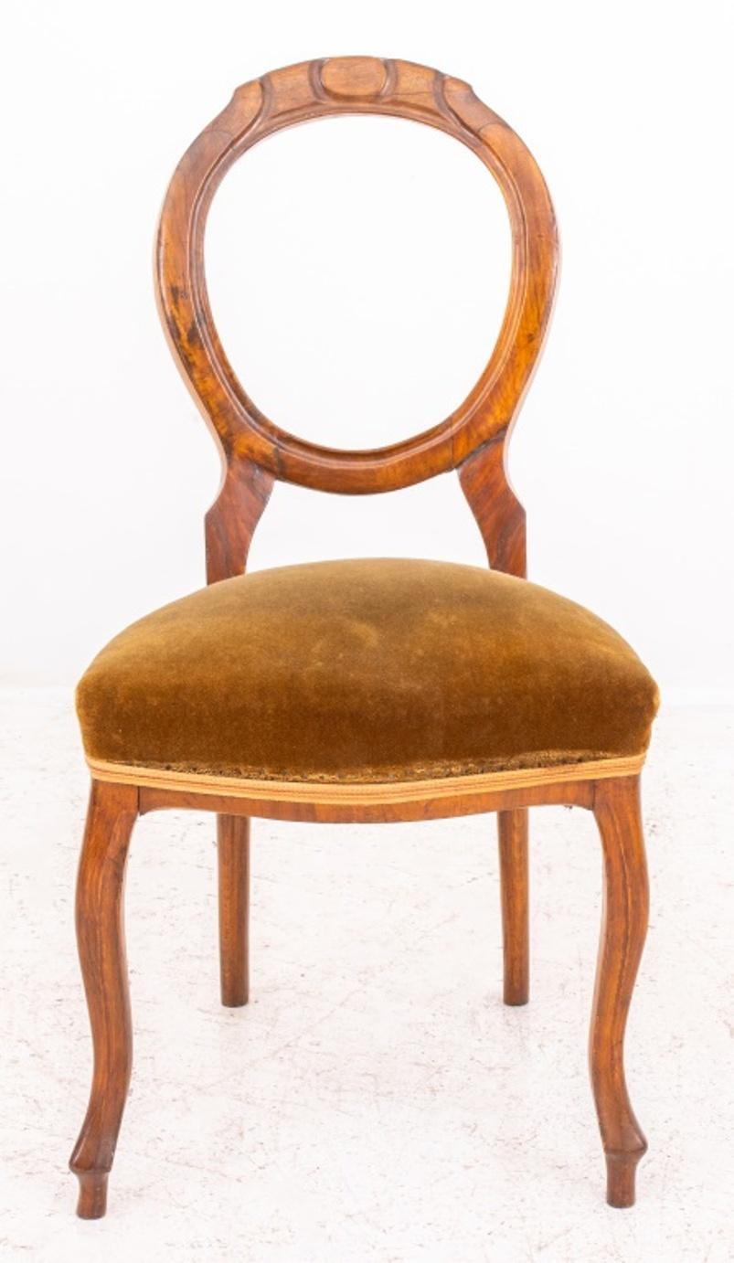 Velvet English Victorian Cherrywood Chair 19th Century, Set of 6