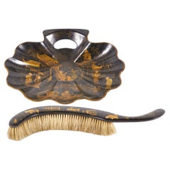 English Victorian Chinoiserie Tray and Brush