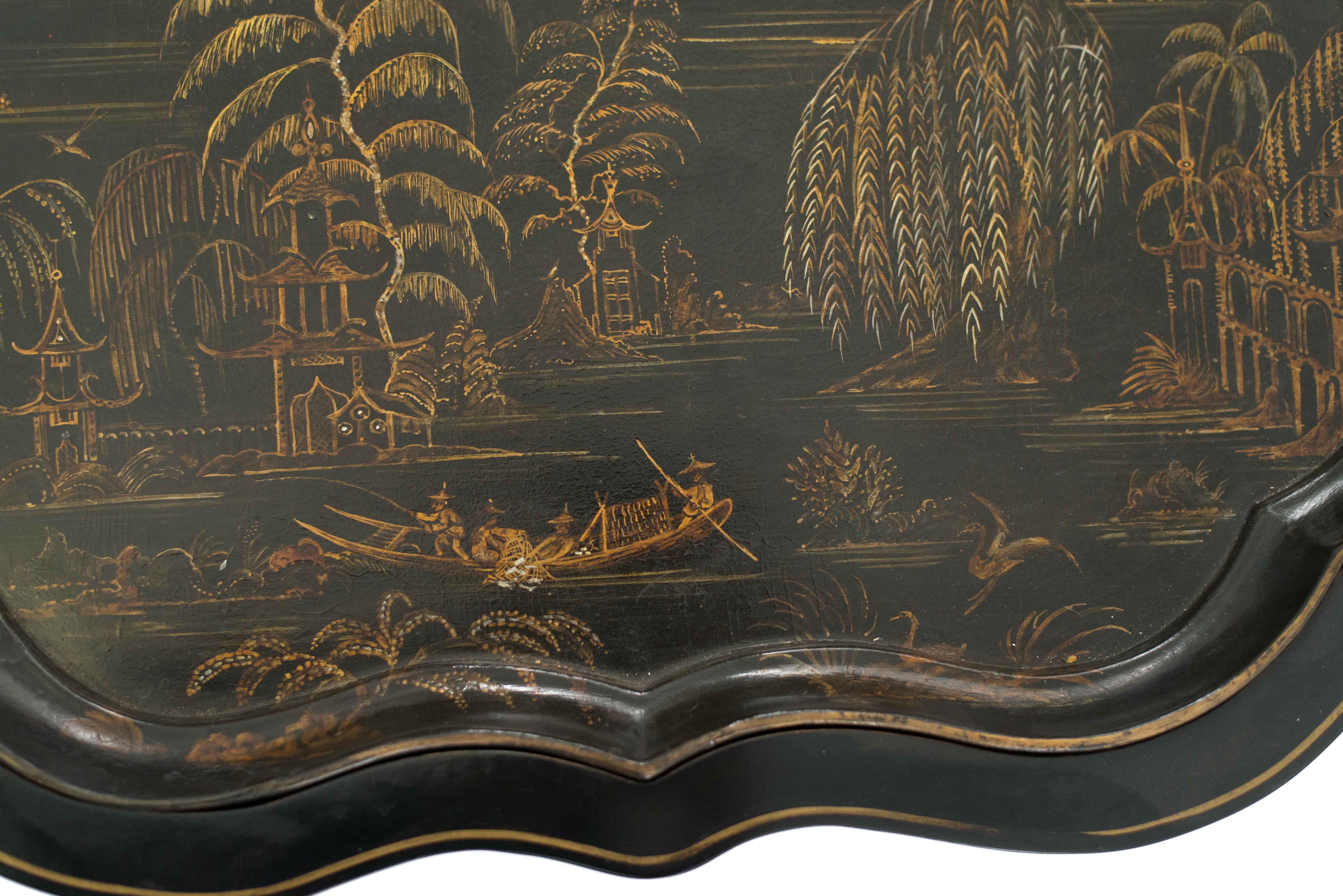 Faux Bamboo English Victorian Chinoiserie Tray Top Table