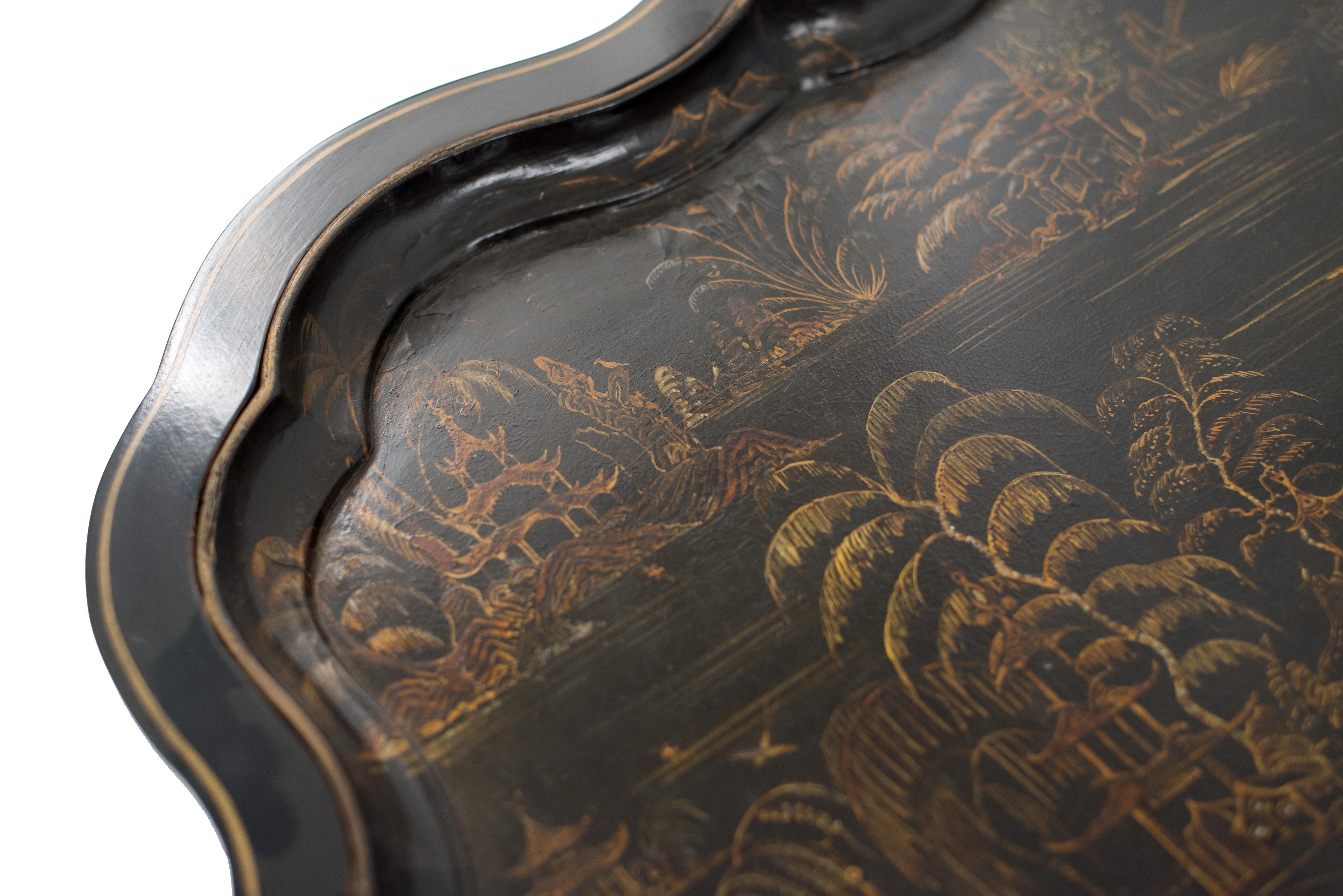 English Victorian Chinoiserie Tray Top Table 1