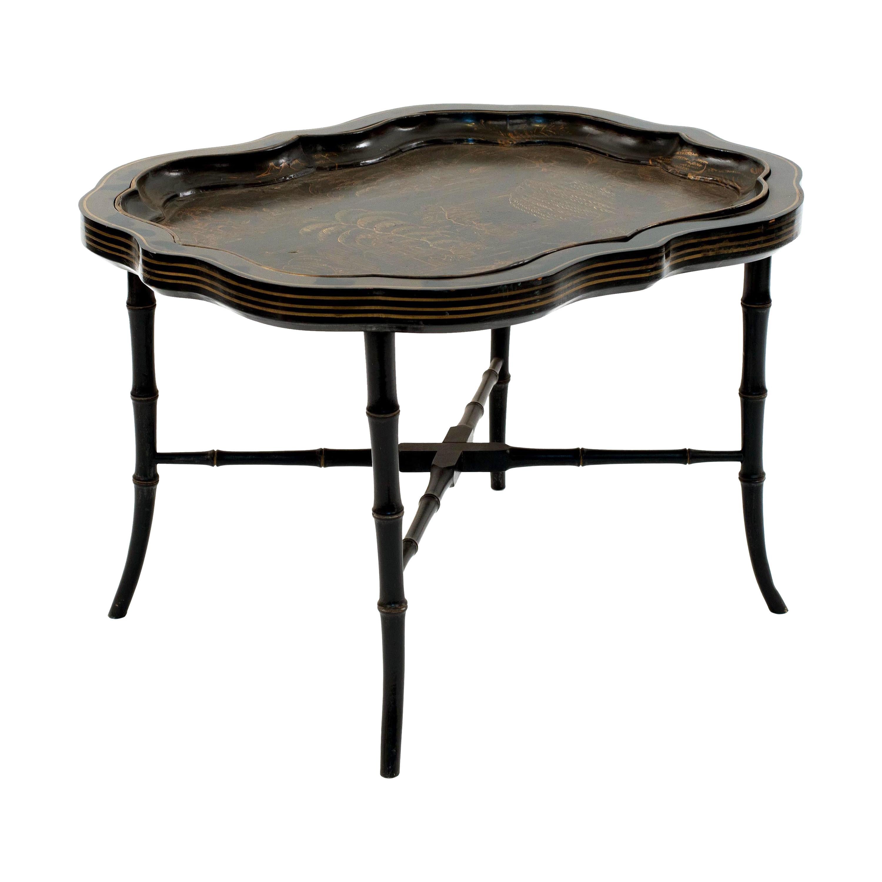 English Victorian Chinoiserie Tray Top Table