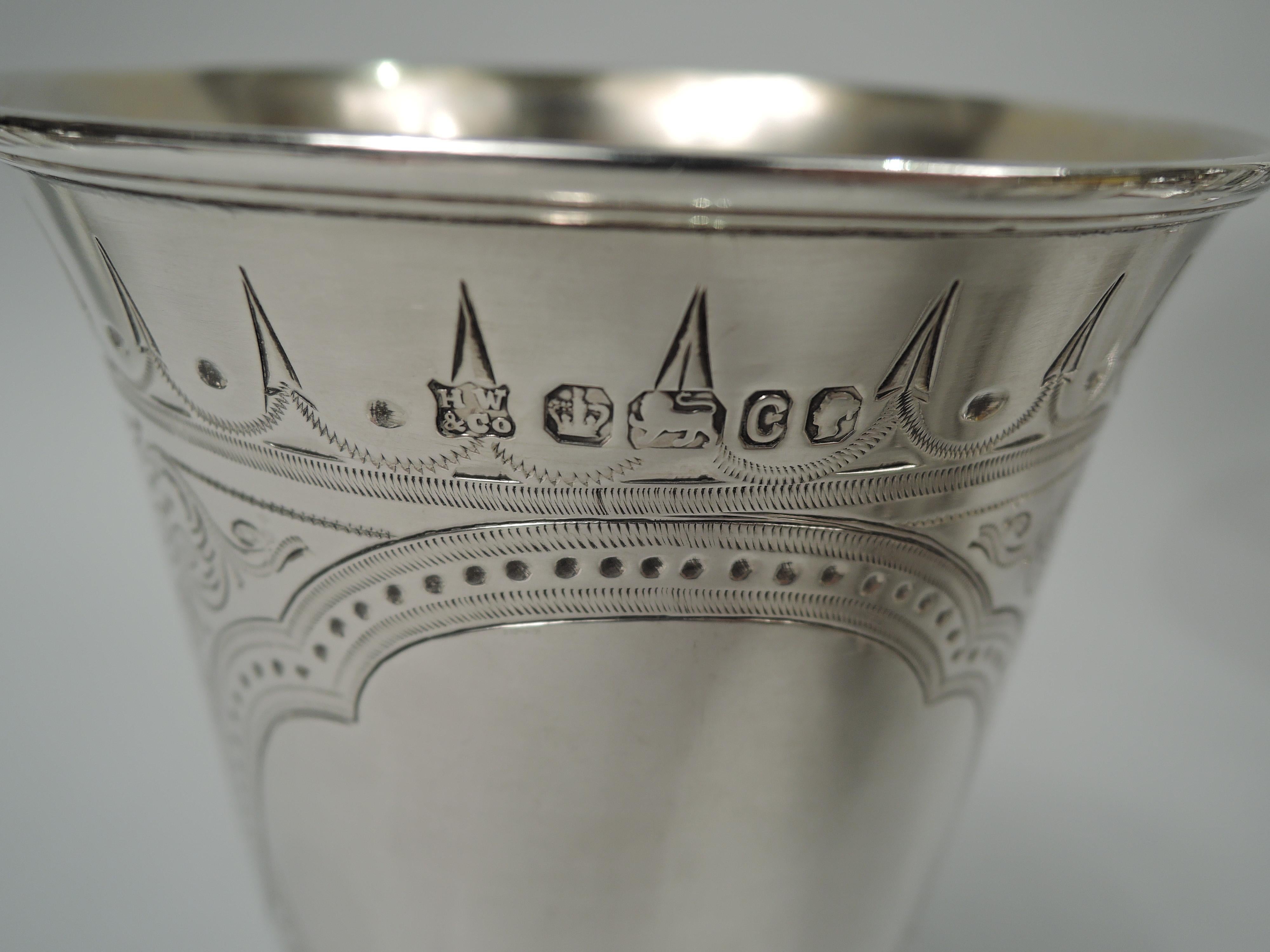 English Victorian Classical Sterling Silver Goblet, 1870 For Sale 3