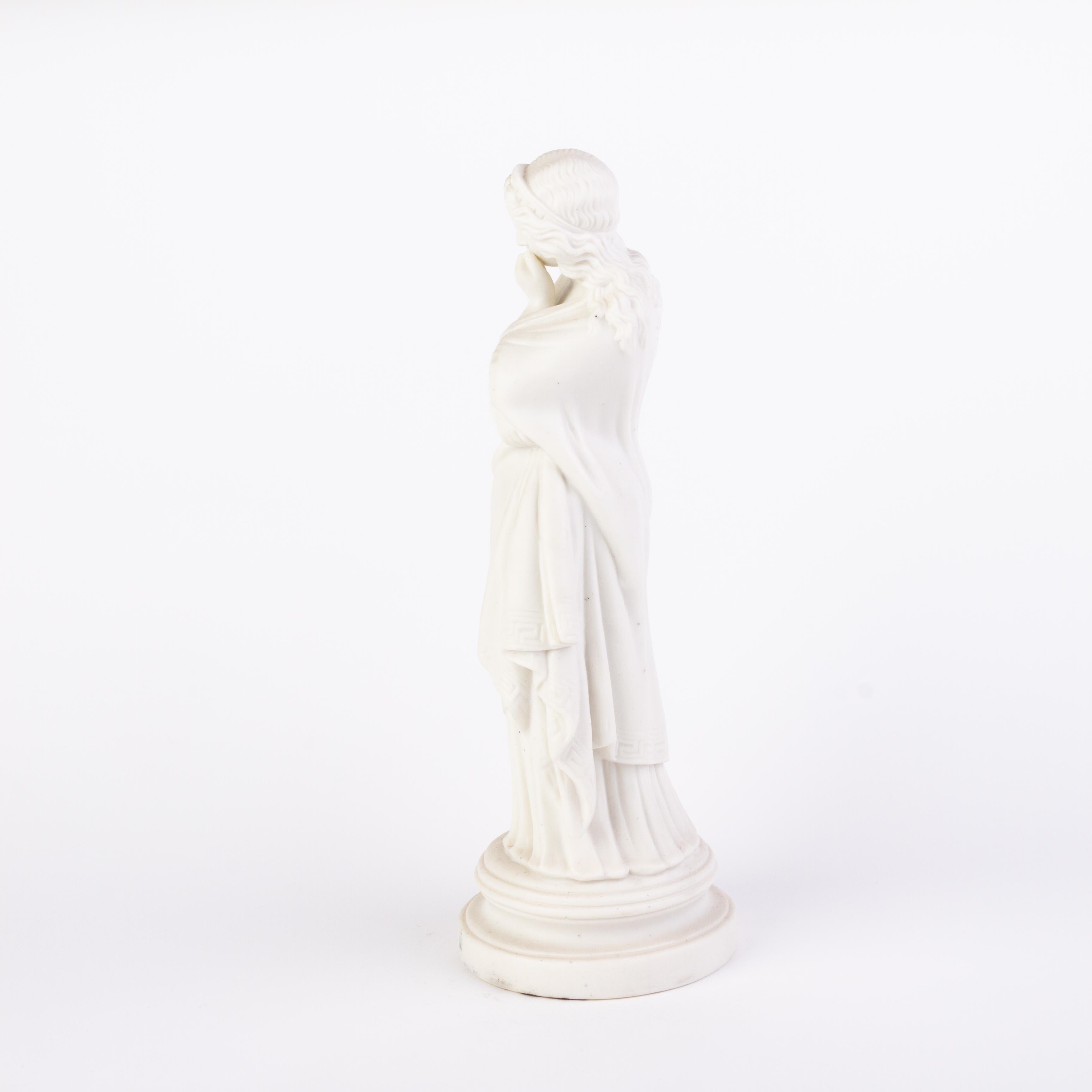 Porcelain English Victorian Copeland Parian Ware Statue Muse of Comedy 19th Century For Sale