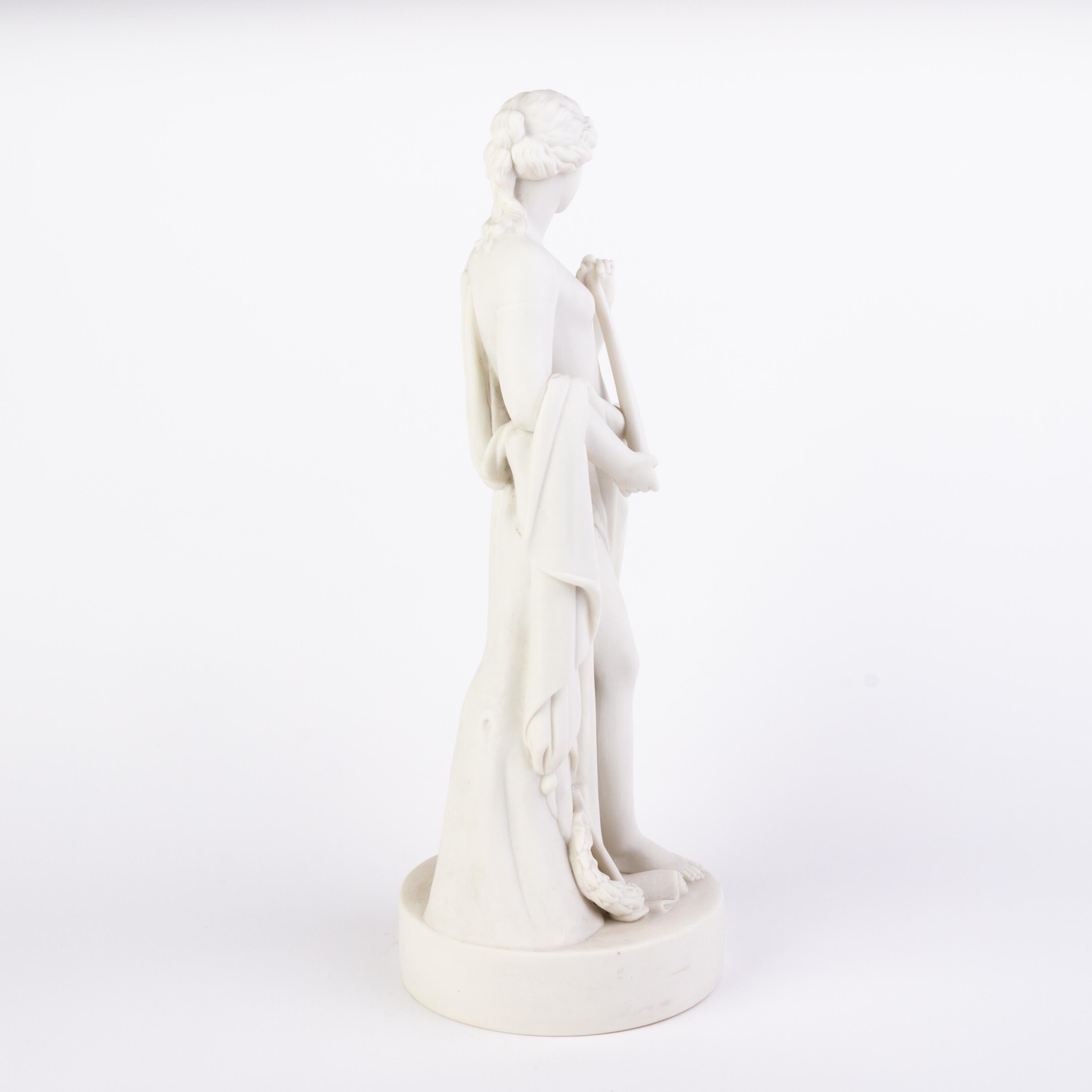 English Victorian Copeland Parian Ware Statue of Euterpe Music Muse 19th Century In Good Condition In Nottingham, GB