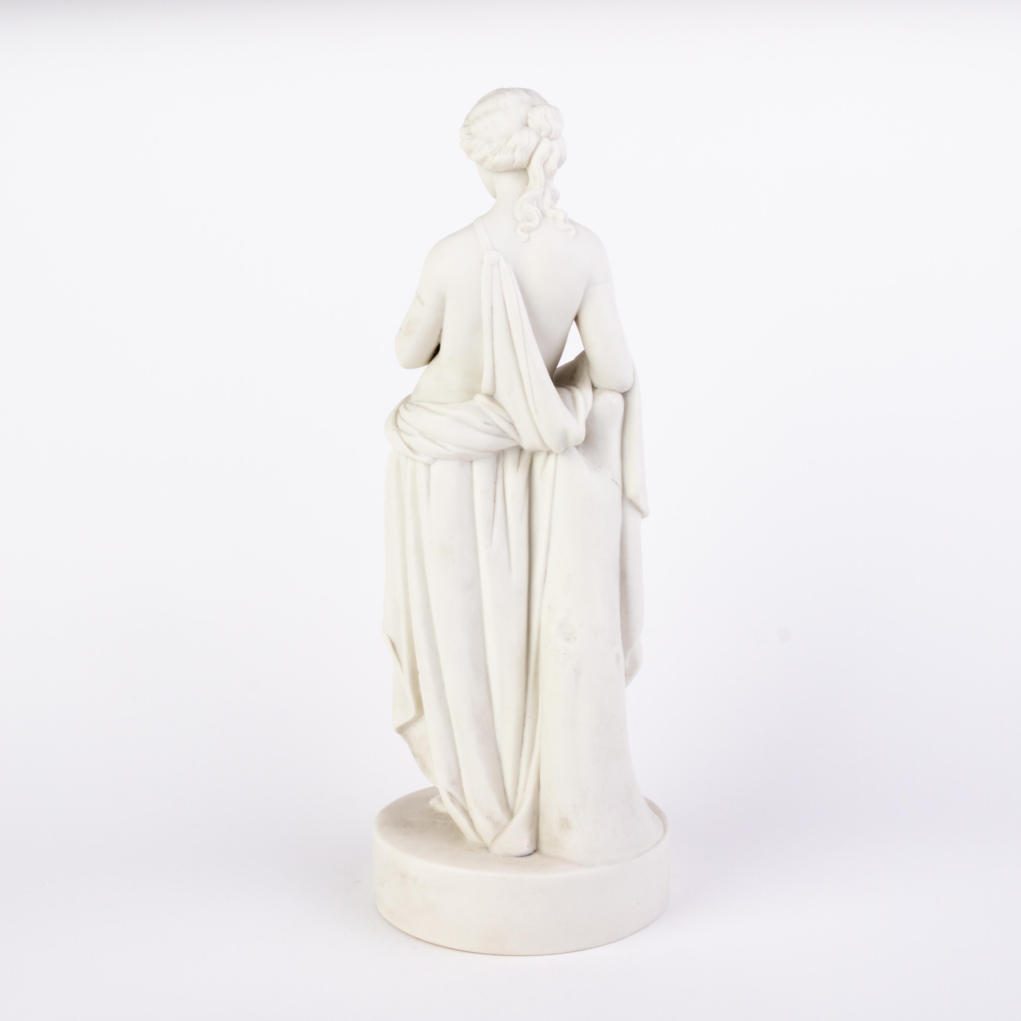 Porcelain English Victorian Copeland Parian Ware Statue of Euterpe Music Muse 19th Century