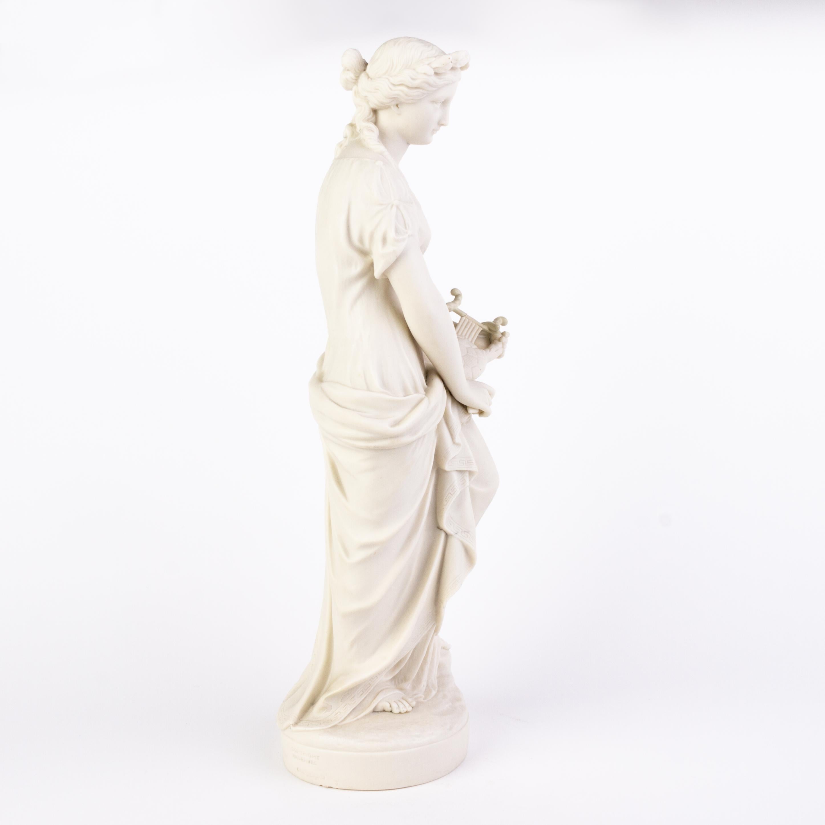 English Victorian Copeland Parian Ware Statue of Sappho the Poet 19th Century In Good Condition In Nottingham, GB