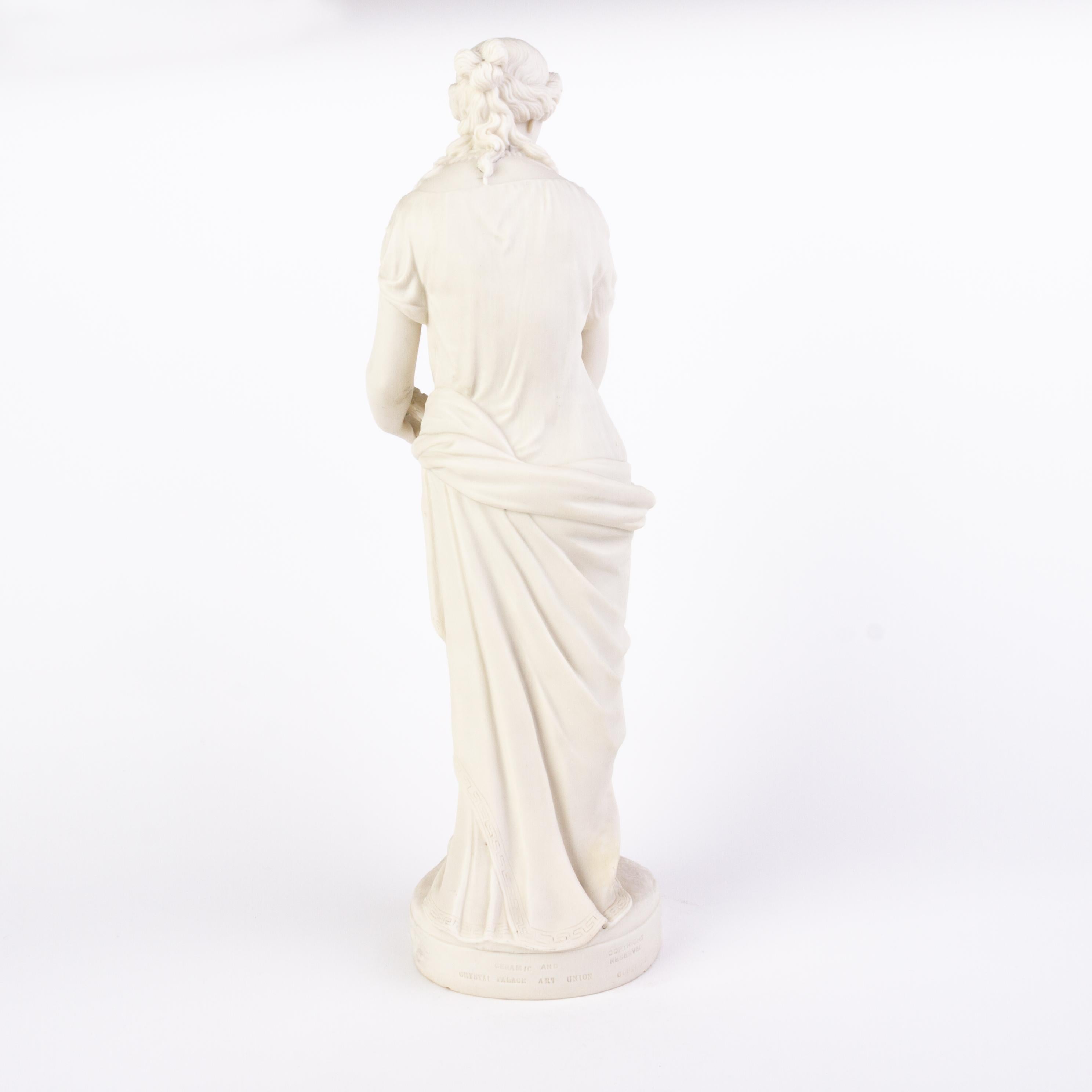 Porcelain English Victorian Copeland Parian Ware Statue of Sappho the Poet 19th Century