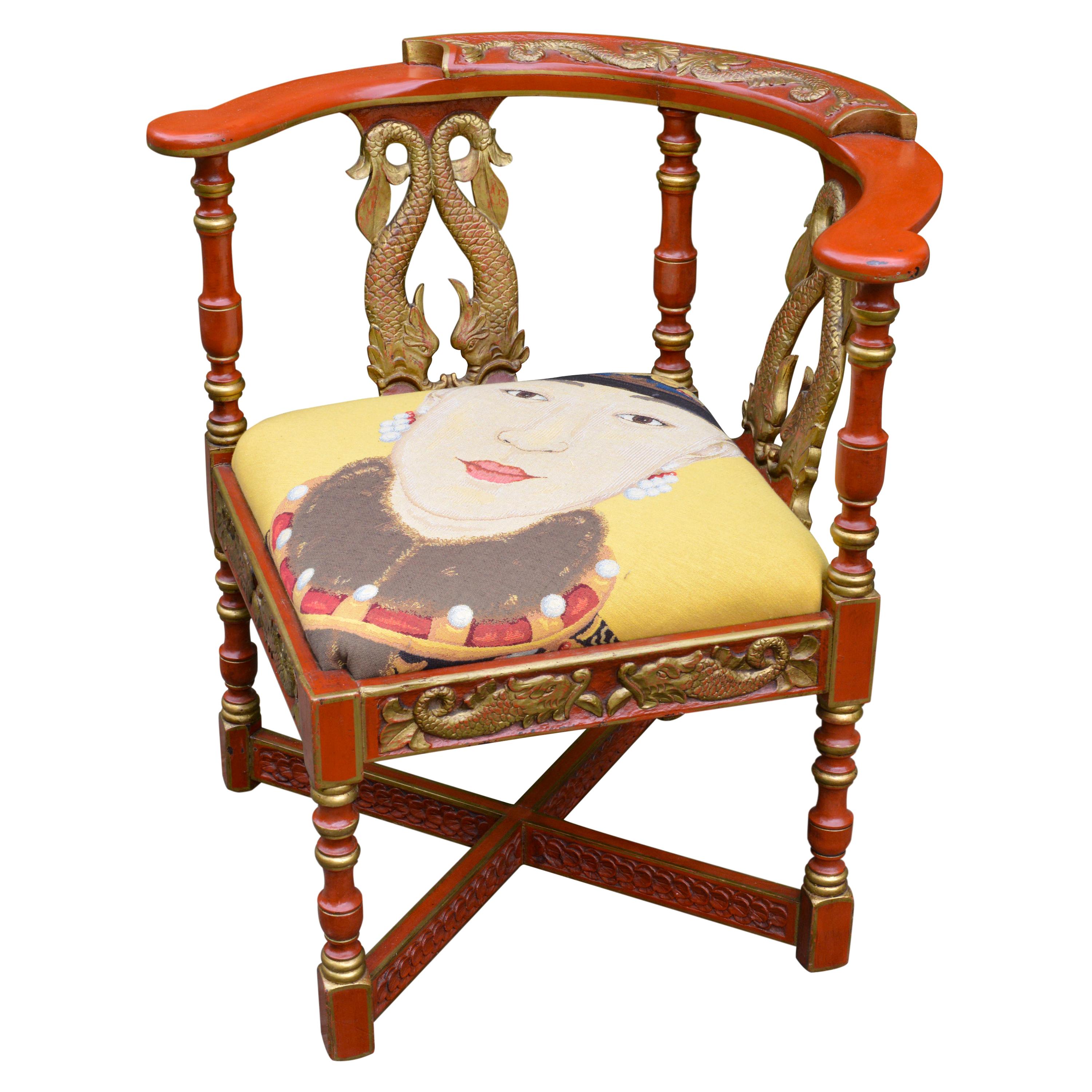 English Victorian Corner Chair, circa 1890 For Sale