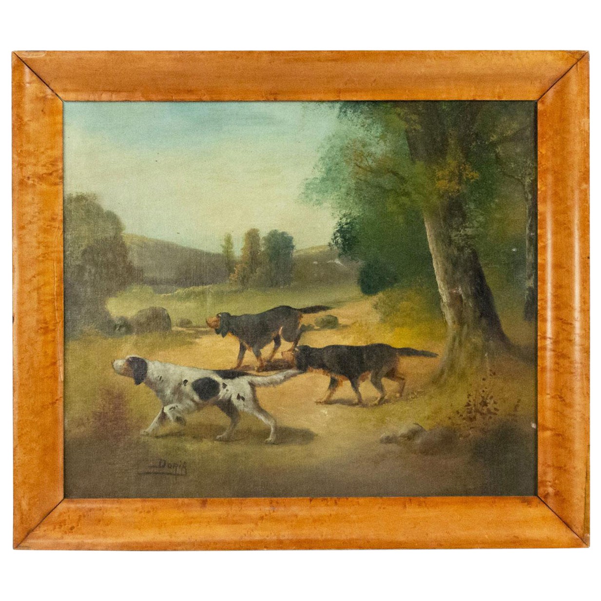 English Victorian Country Dog Hunting Painting