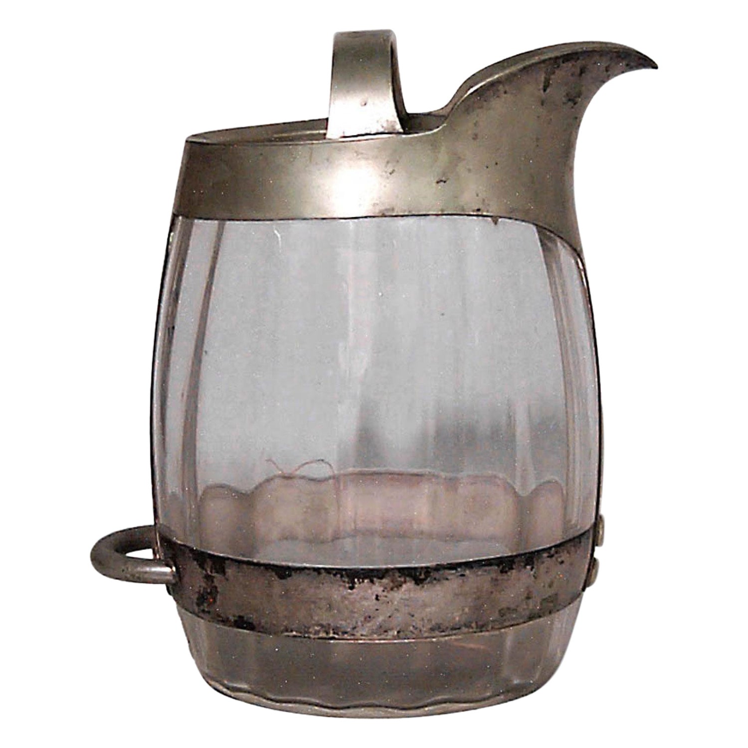 English Victorian Crystal and Silver Pitcher For Sale