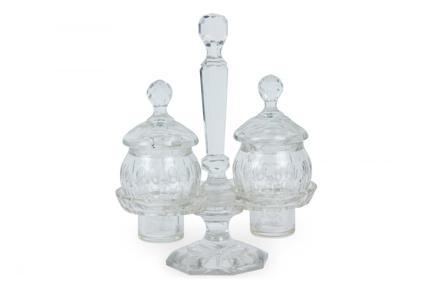 English Victorian Crystal Cruet Set (Britisch) im Angebot