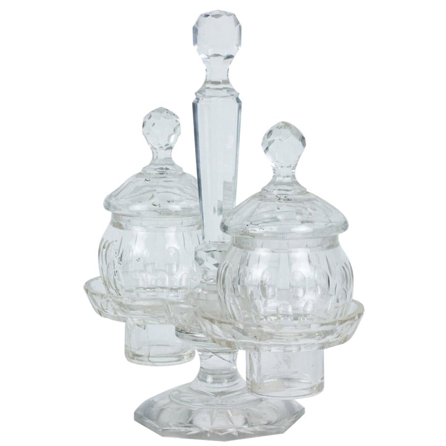 English Victorian Crystal Cruet Set