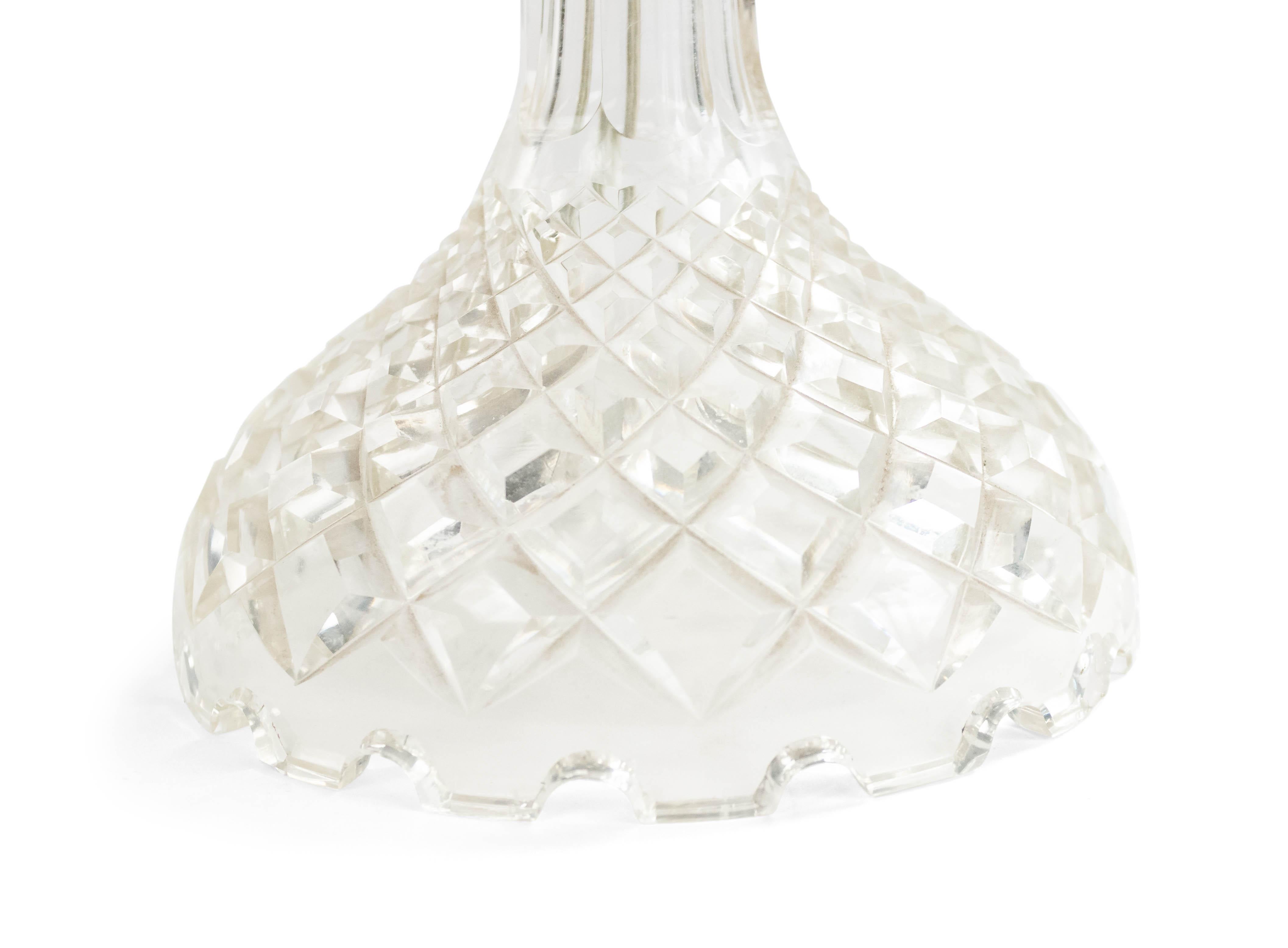 Cut Glass English Victorian Cut Crystal Table Lamp