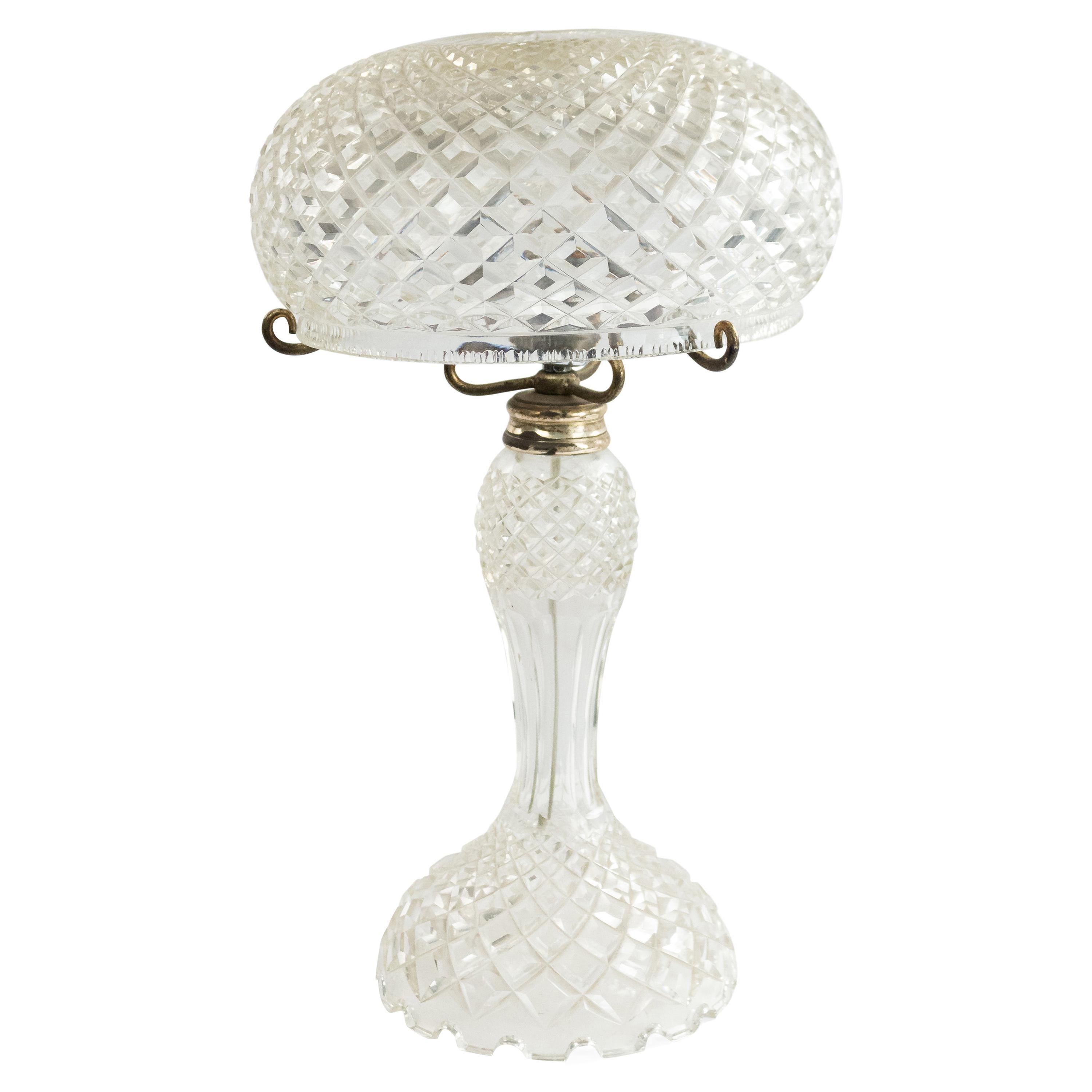 English Victorian Cut Crystal Table Lamp