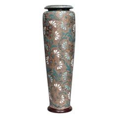 English Victorian Daulton Floral Ceramic Vase