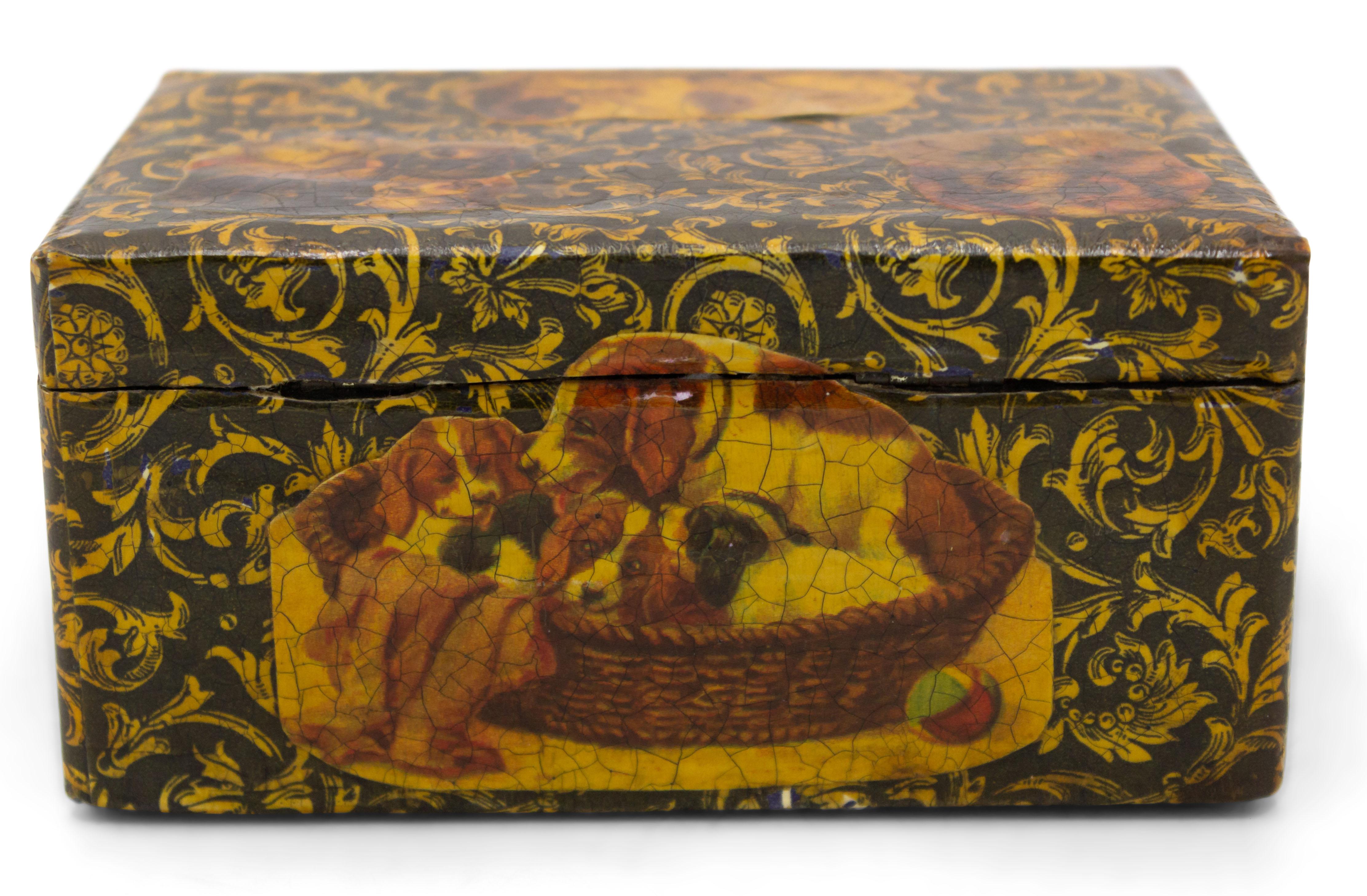 Caja Victoriana Inglesa para Perros Decoupage siglo XX en venta