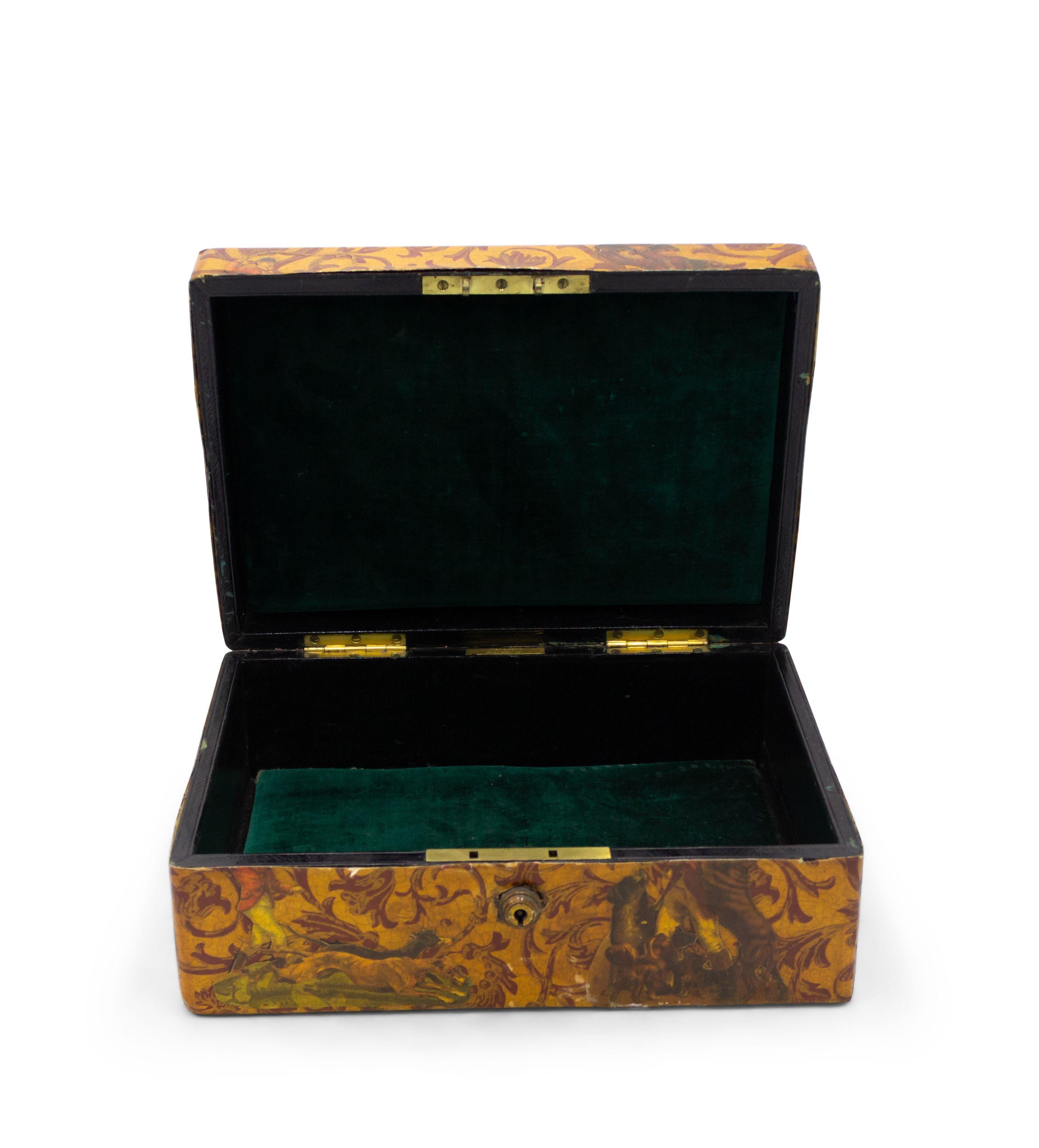 20th Century English Victorian Decoupaged Horse Jewelry Box For Sale