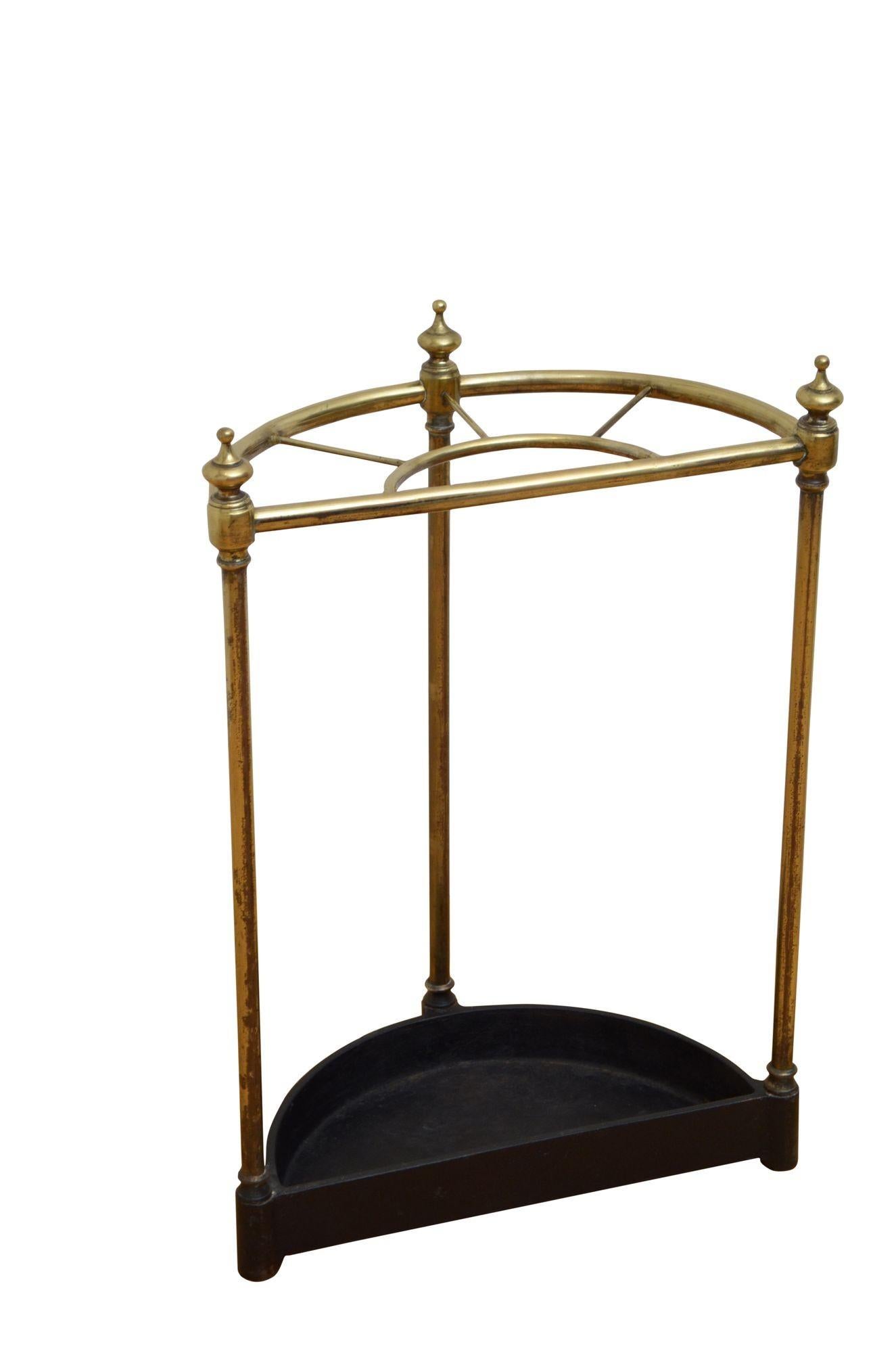 Brass English Victorian Demi Lune Umbrella Stand For Sale