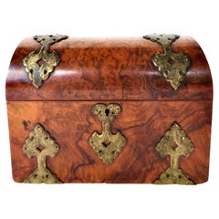 English Victorian "Dome Top" Figured Burl Yew Wood Letter Box Circa 1865