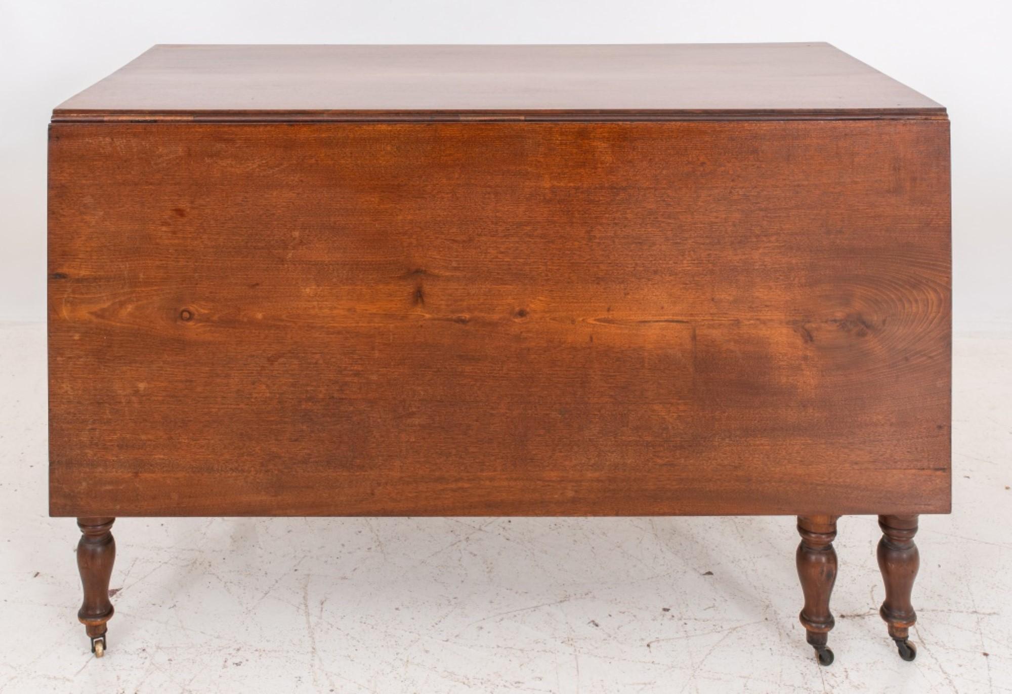 Wood English Victorian Drop Leaf Dining Table, 19th C. For Sale