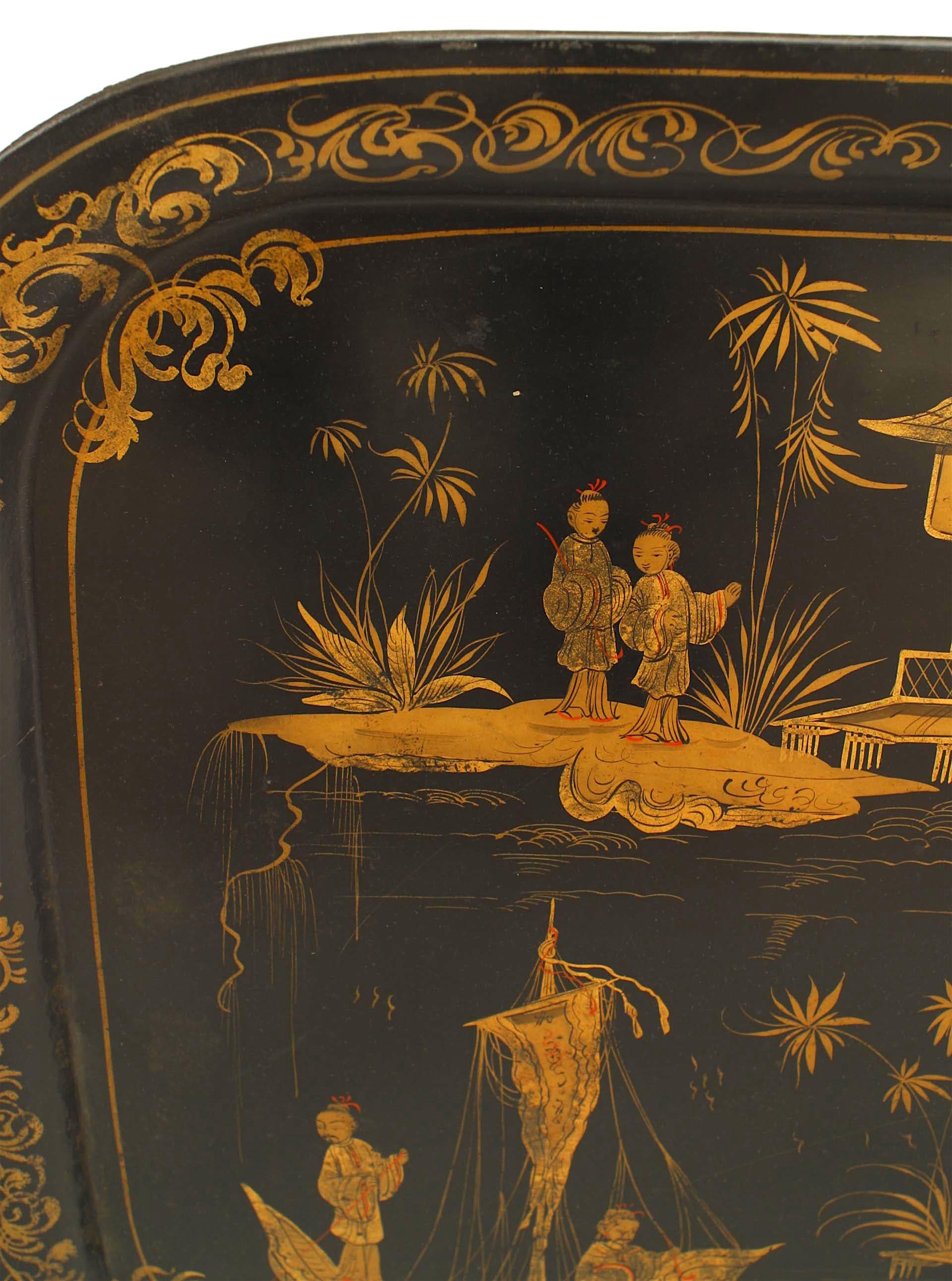 English Victorian Ebonized Tray Top In Good Condition For Sale In Queens, NY