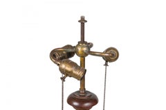 English Victorian Elaborately Carved Mahogany and Brass Floor Lamp