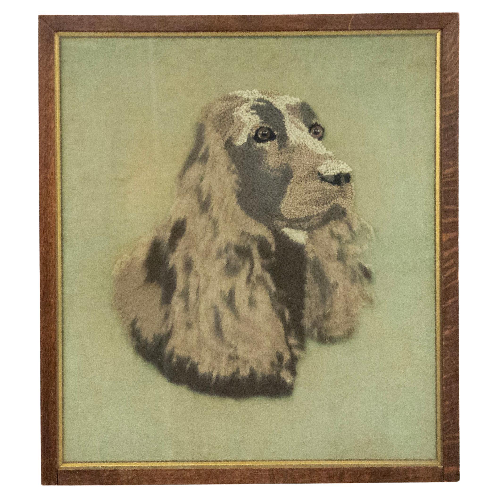 English Victorian English Setter Framed Embroidery For Sale