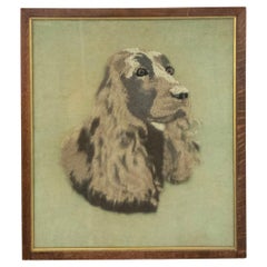 English Victorian English Setter Framed Embroidery