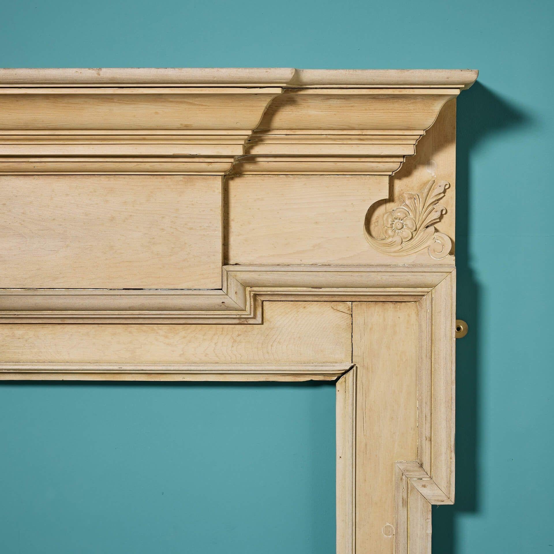 English Victorian Era Stripped Pine Fireplace In Fair Condition For Sale In Wormelow, Herefordshire