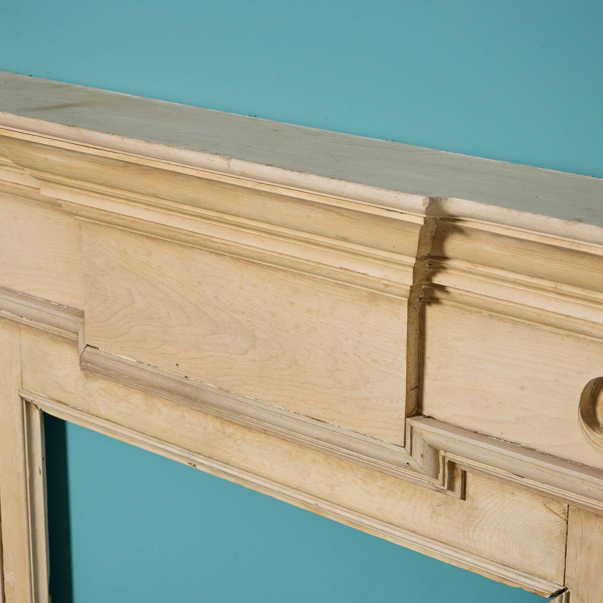 19th Century English Victorian Era Stripped Pine Fireplace For Sale