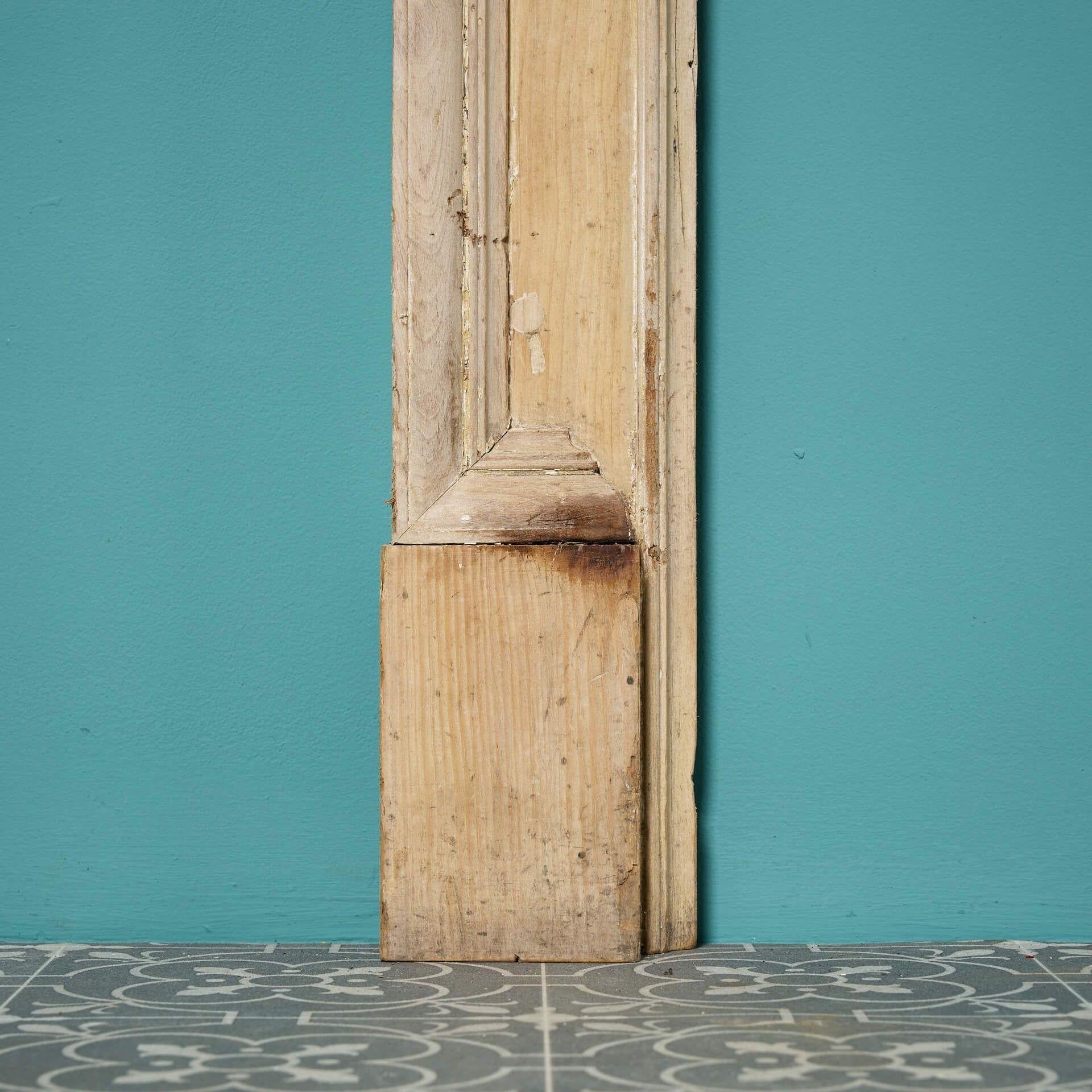 Wood English Victorian Era Stripped Pine Fireplace For Sale