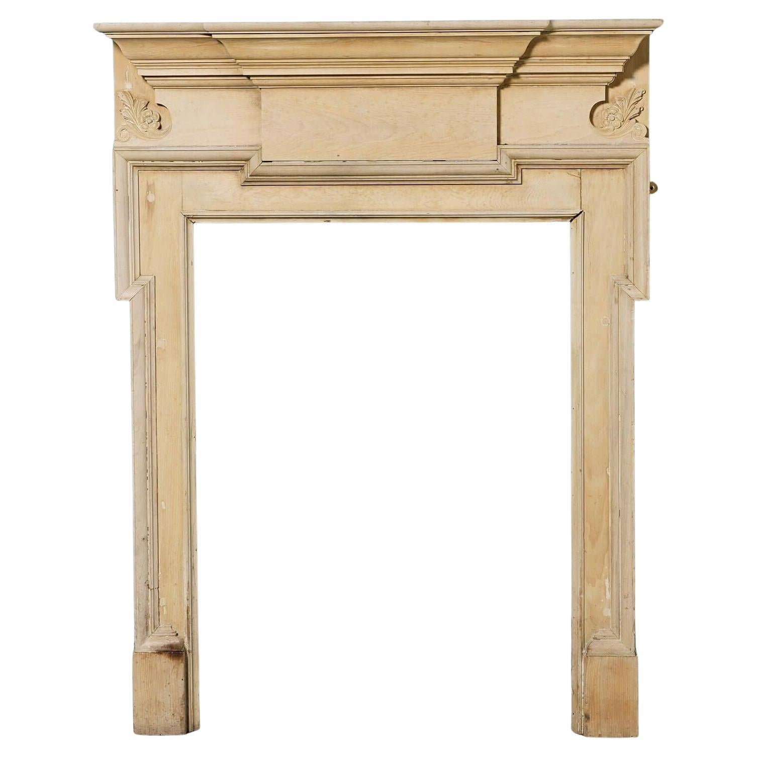 English Victorian Era Stripped Pine Fireplace For Sale