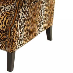 English Victorian Faux Leopard Velvet Loveseat