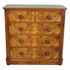 English Victorian Figured Walnut Chest of Drawers