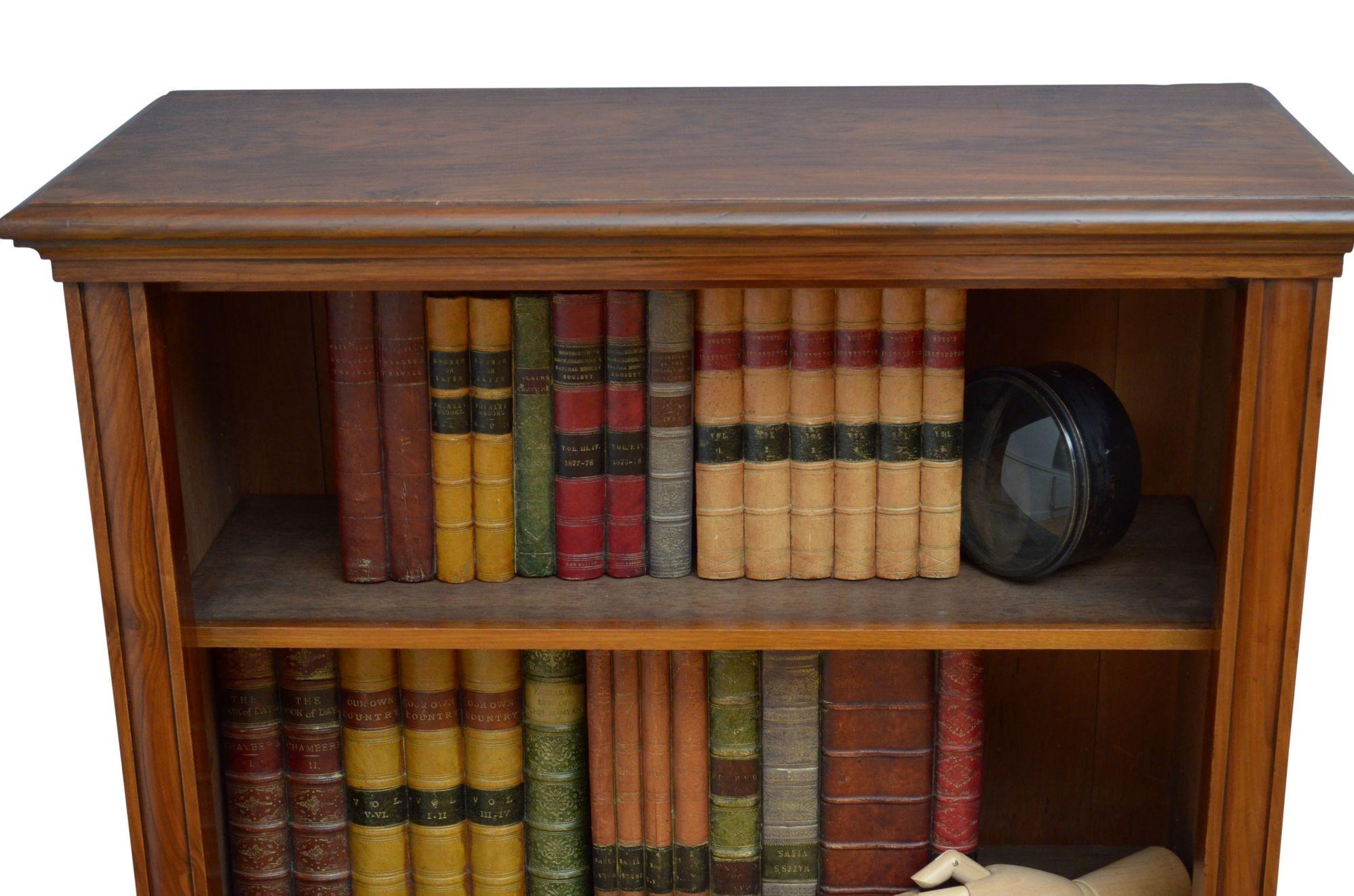 English Victorian Figured Walnut Open Bookcase For Sale 6