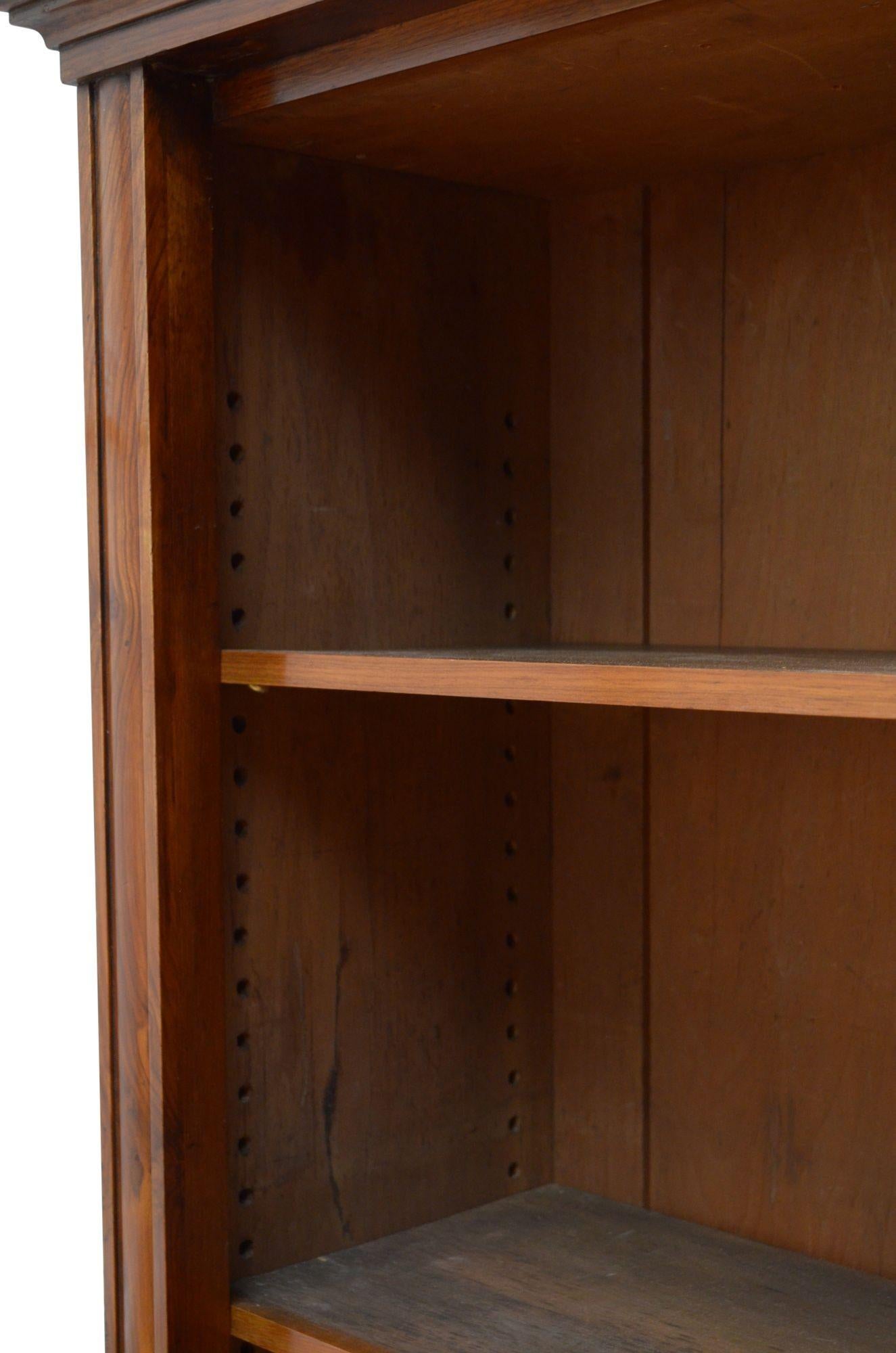 English Victorian Figured Walnut Open Bookcase For Sale 4