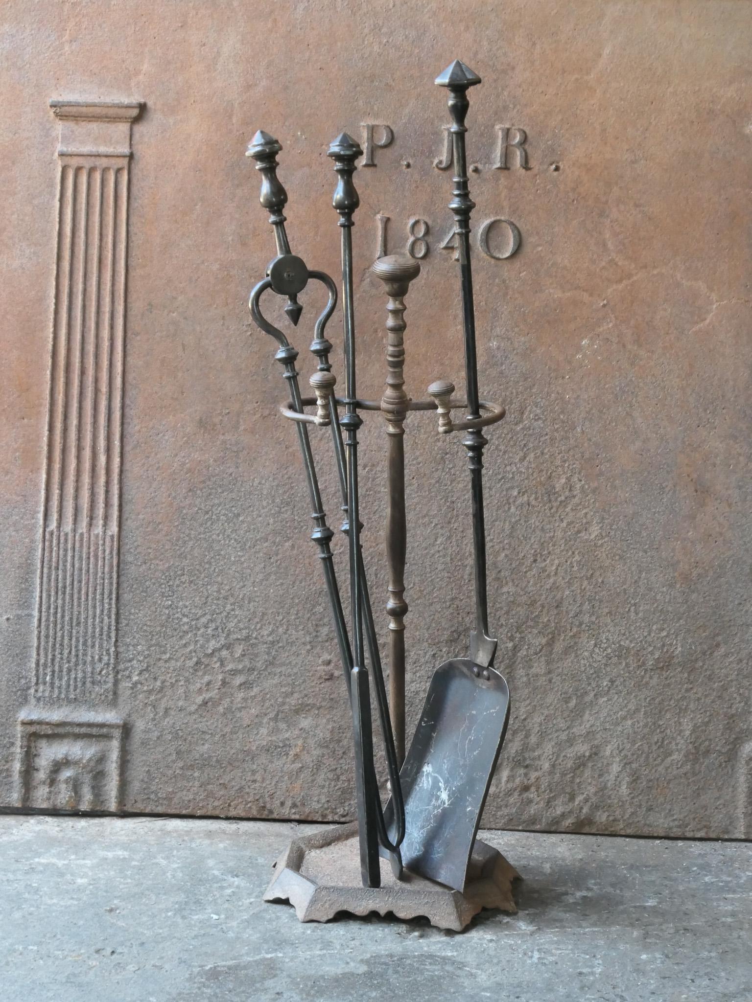 Cast English Victorian Fireplace Tools or Companion Set, 19th Century  For Sale