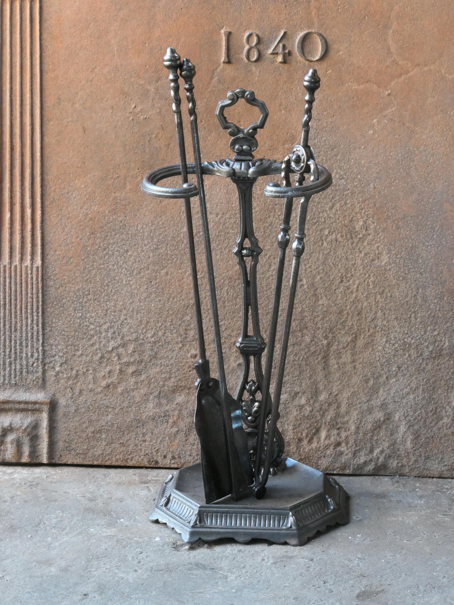 Forged English Victorian Fireplace Tools or Companion Set, 19th Century  For Sale
