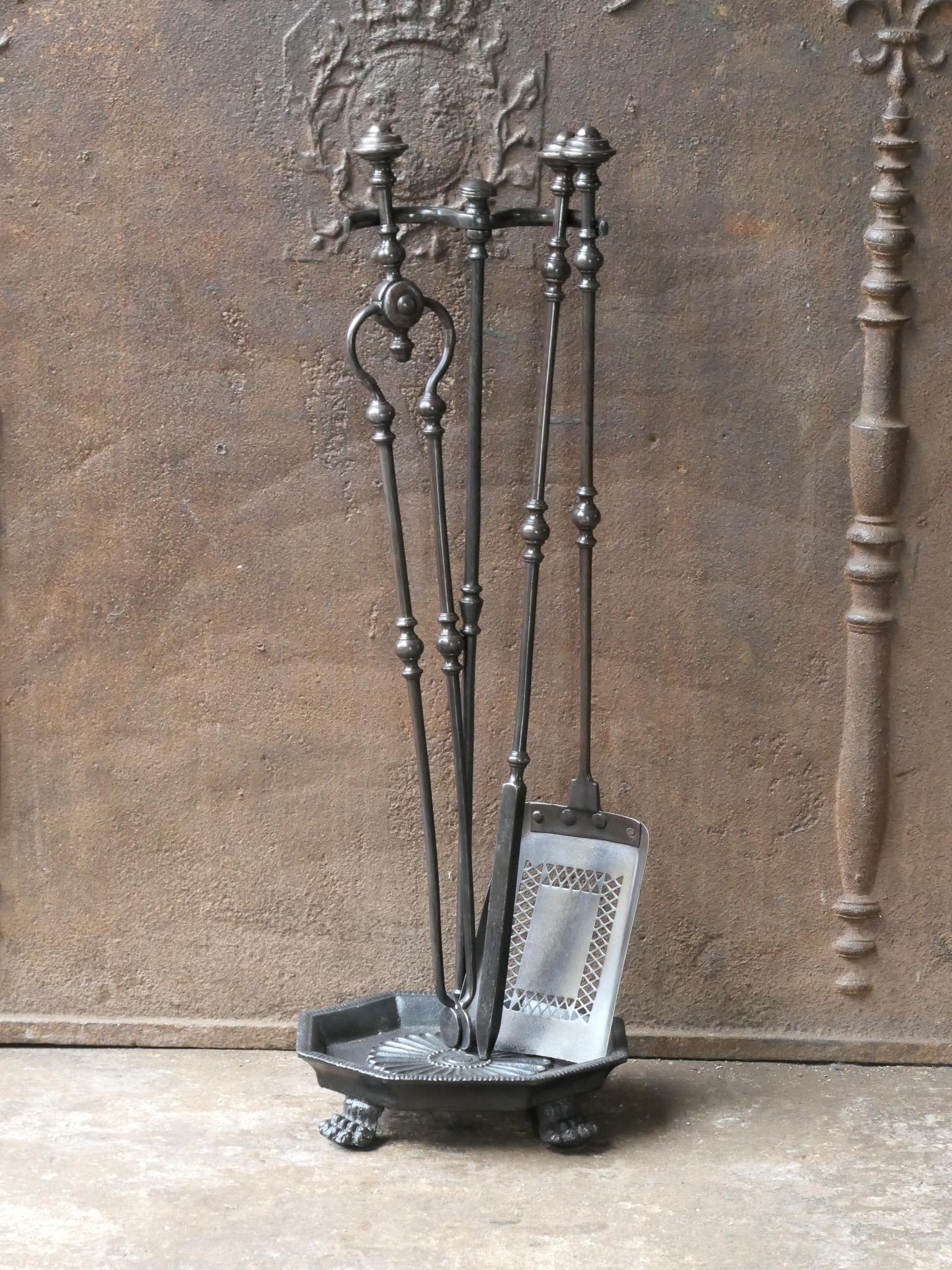 Cast English Victorian Fireplace Tools or Companion Set, 19th Century 