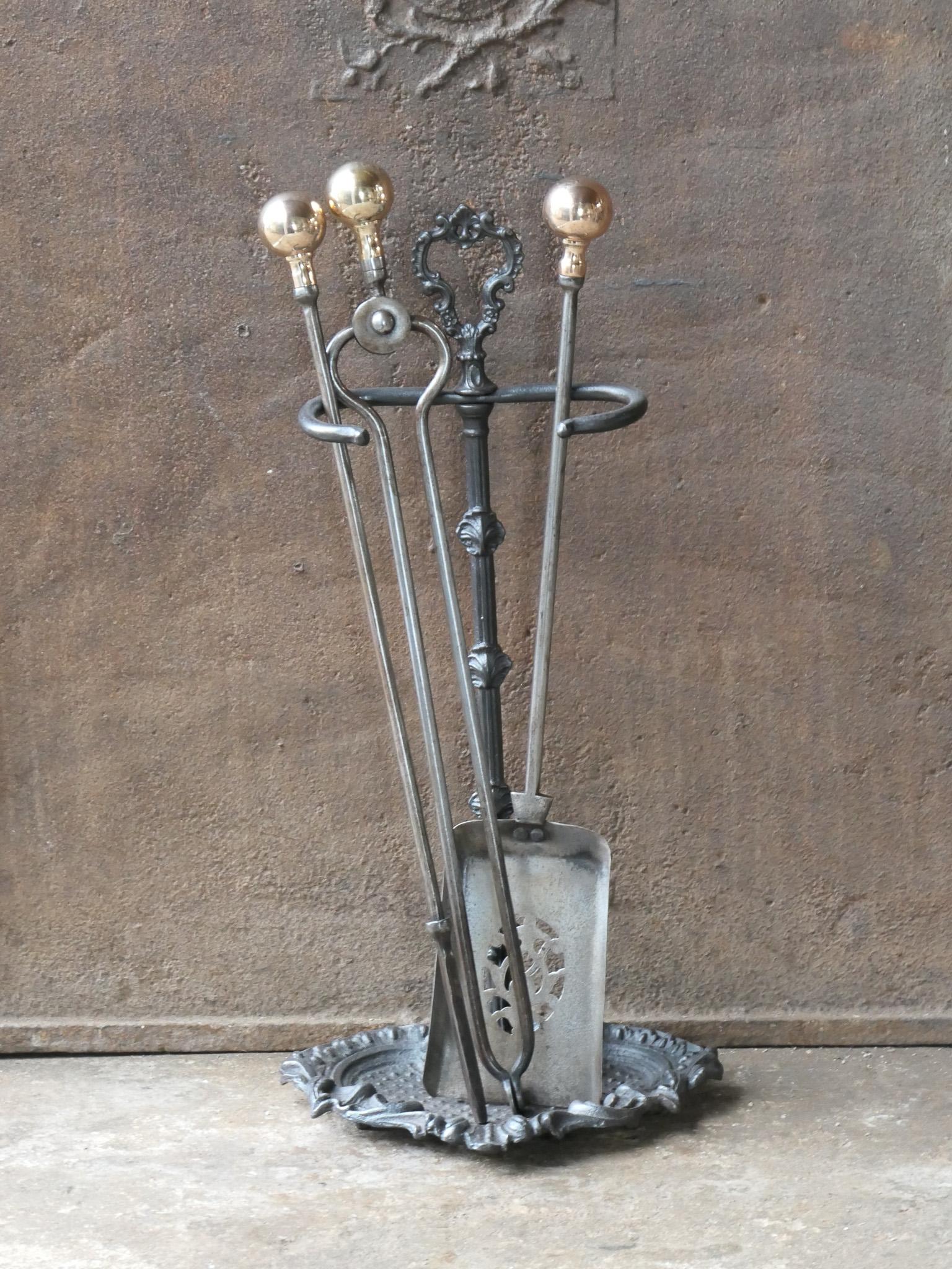 Cast English Victorian Fireplace Tools or Companion Set, 19th Century  For Sale
