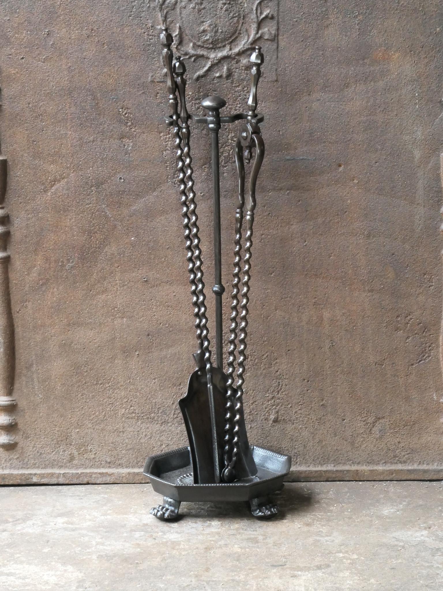 Cast English Victorian Fireplace Tools or Companion Set, 19th Century 