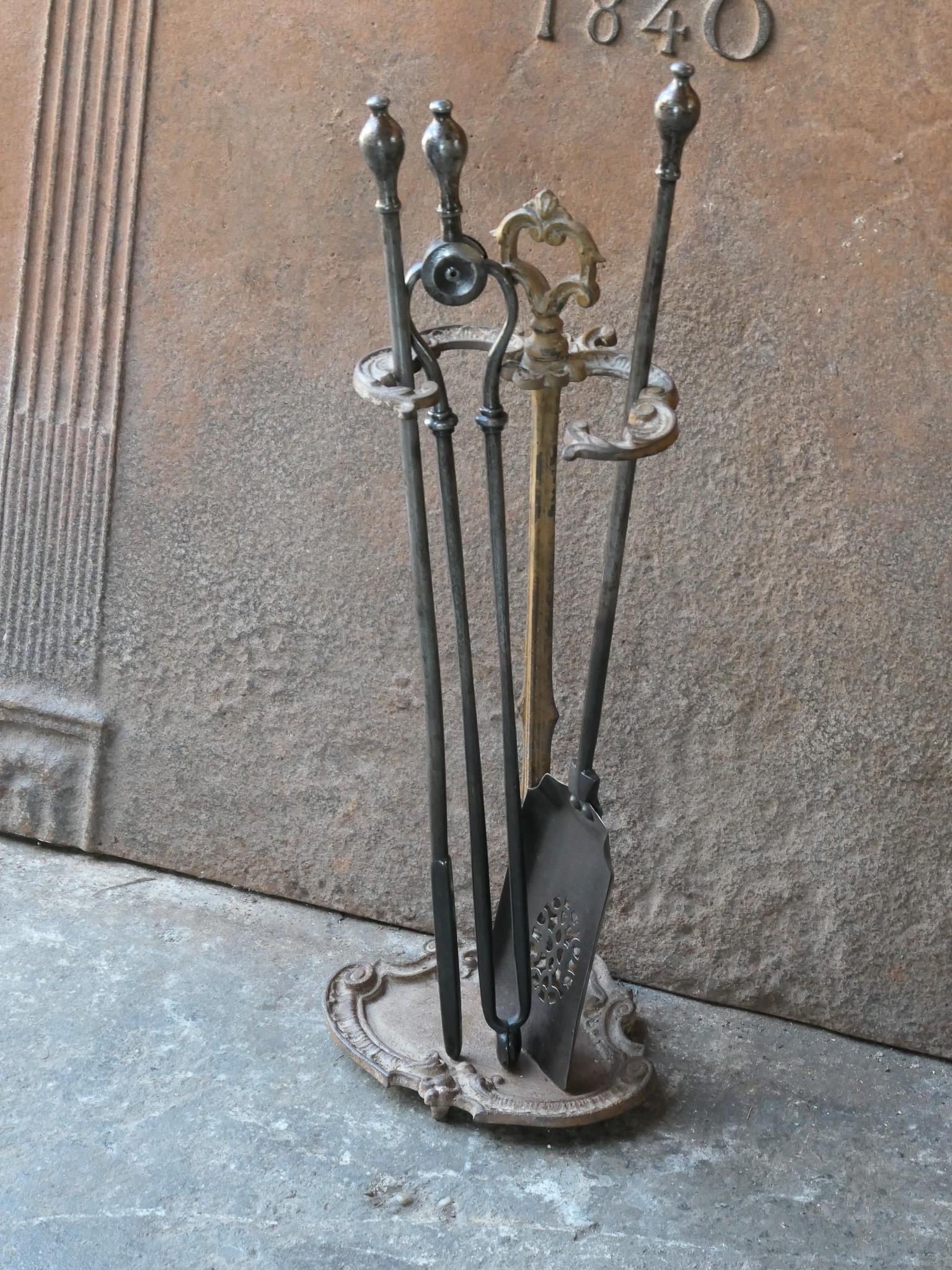 Brass English Victorian Fireplace Tools or Companion Set, 19th Century  For Sale
