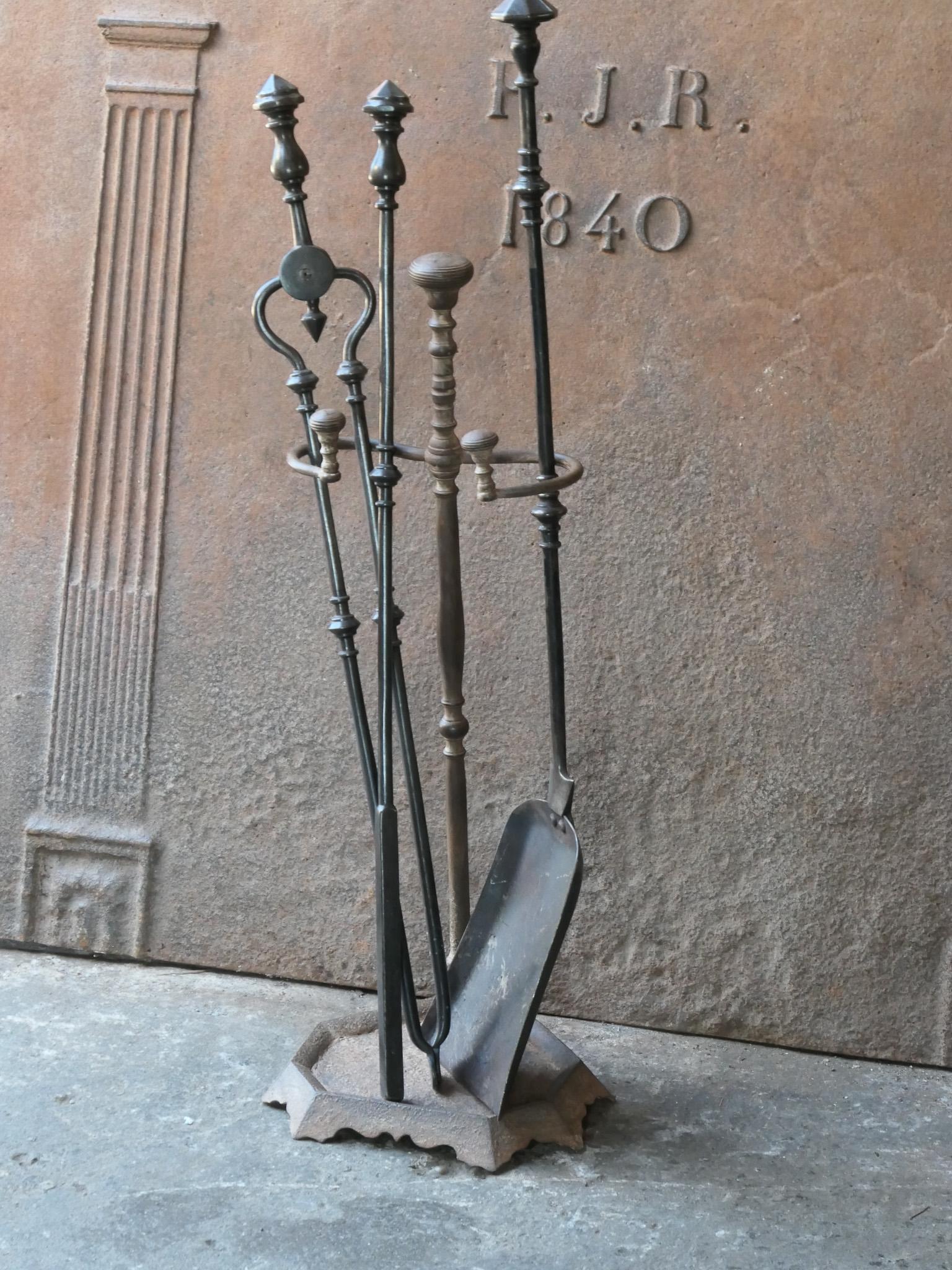 Iron English Victorian Fireplace Tools or Companion Set, 19th Century  For Sale