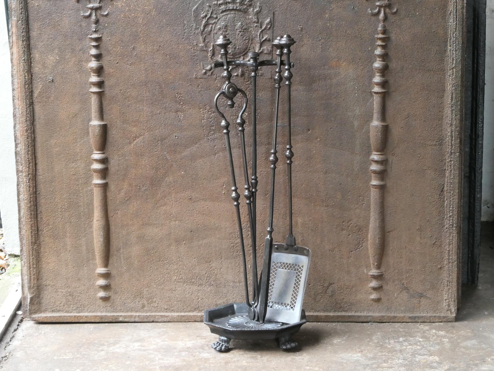 Iron English Victorian Fireplace Tools or Companion Set, 19th Century 
