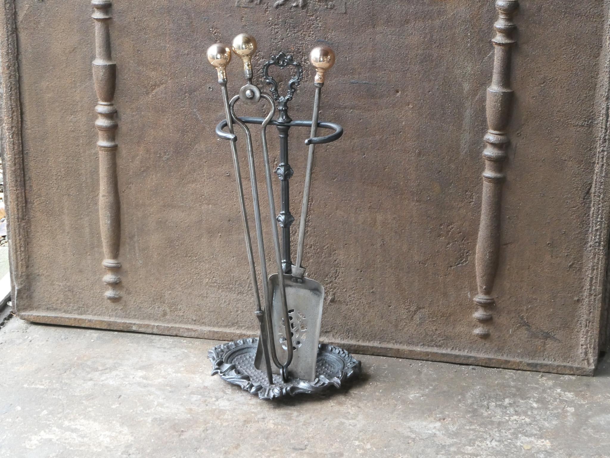 Iron English Victorian Fireplace Tools or Companion Set, 19th Century  For Sale
