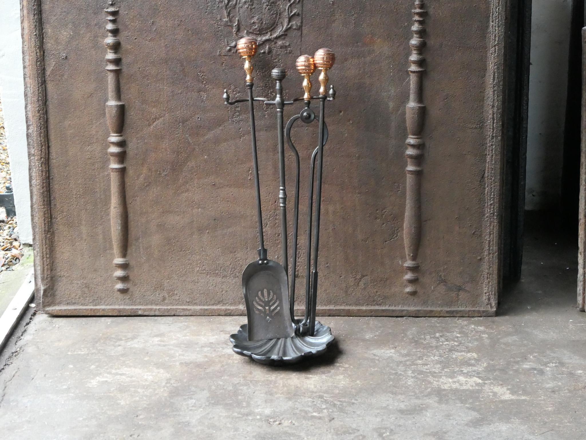 Copper English Victorian Fireplace Tools or Companion Set, 19th Century  For Sale