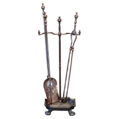 Outils ou ensemble de cheminée victorien anglais, 19e siècle