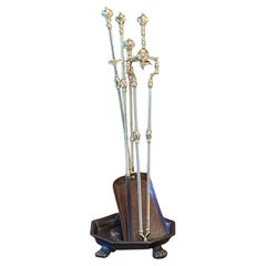 Outils ou ensemble de cheminée victorien anglais, 19e siècle